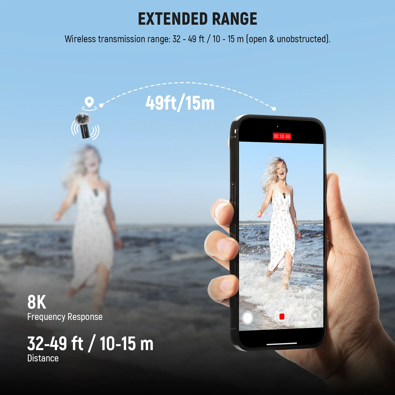NEEWER KM23B Wireless Microphone Transmitter with App Control - Image 9