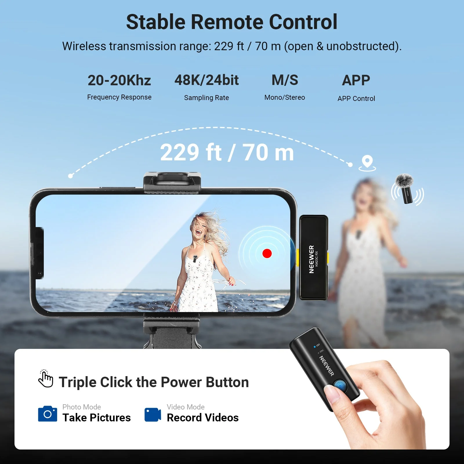 NEEWER KM23C Wireless Lavalier Microphone System - Image 2