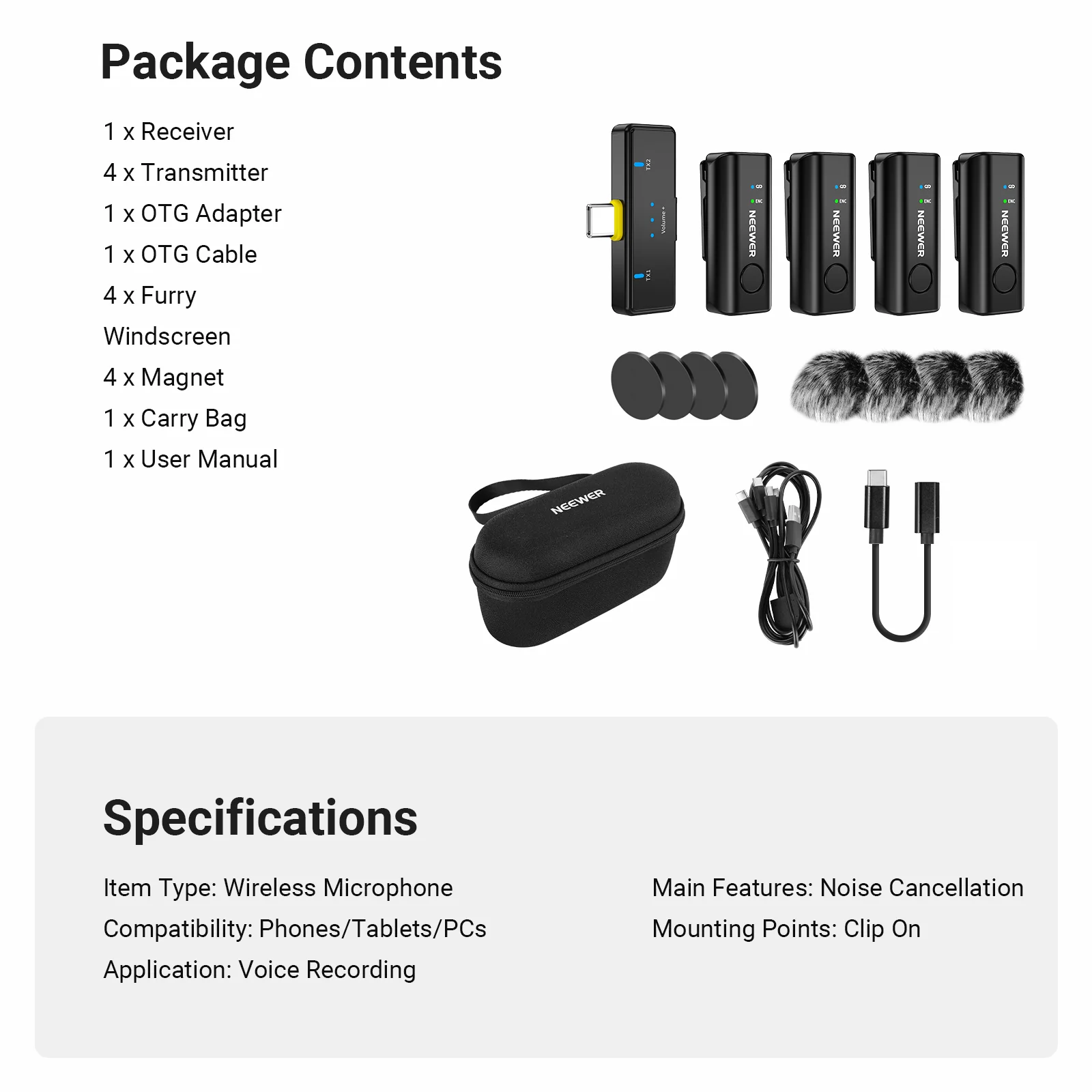 NEEWER KM23C Wireless Lavalier Microphone System - Image 8
