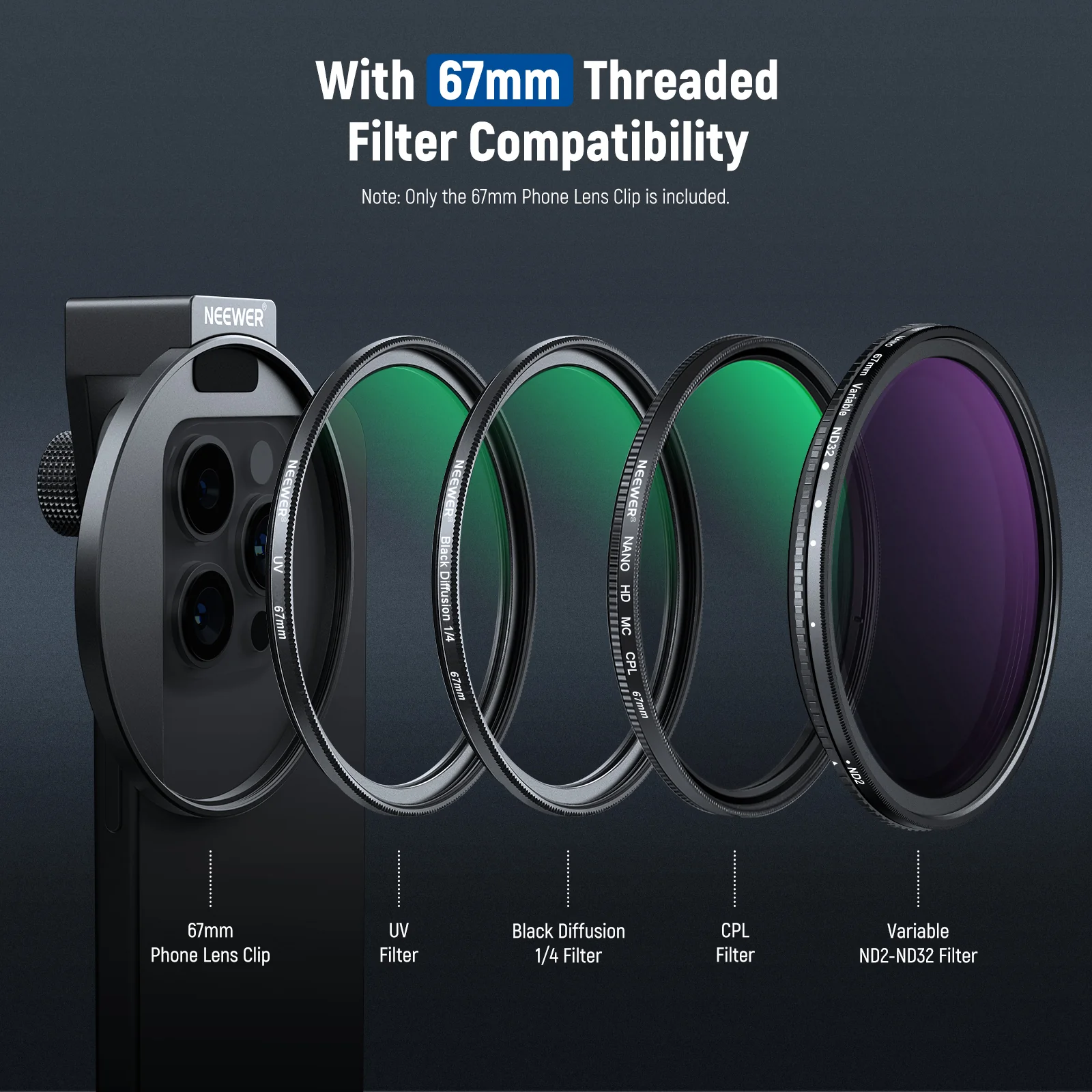 NEEWER LA006 Upgraded 67mm Phone Filter Mount - Image 6