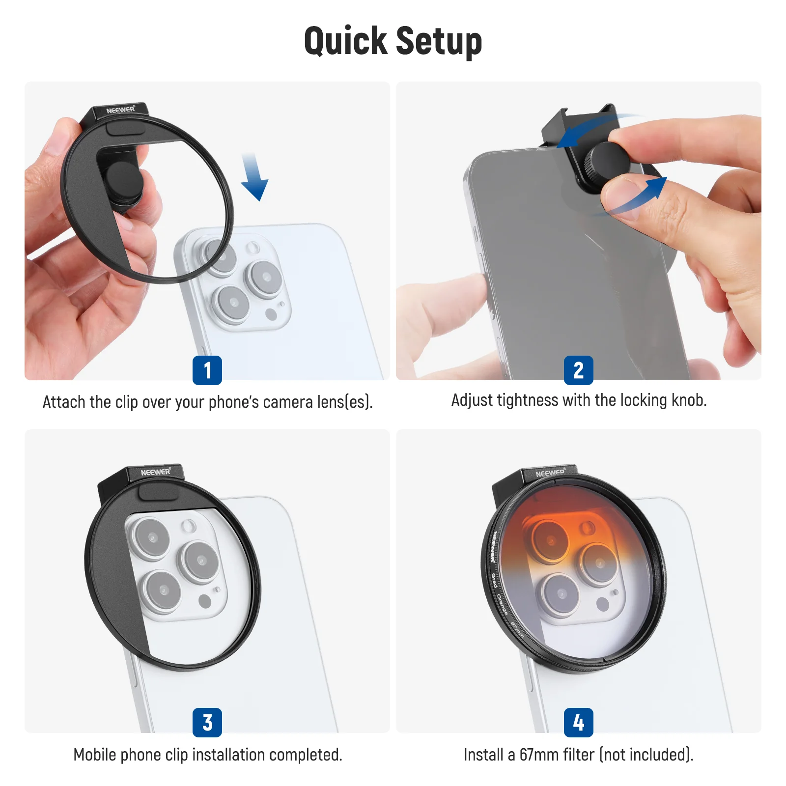 NEEWER LA006 Upgraded 67mm Phone Filter Mount - Image 7