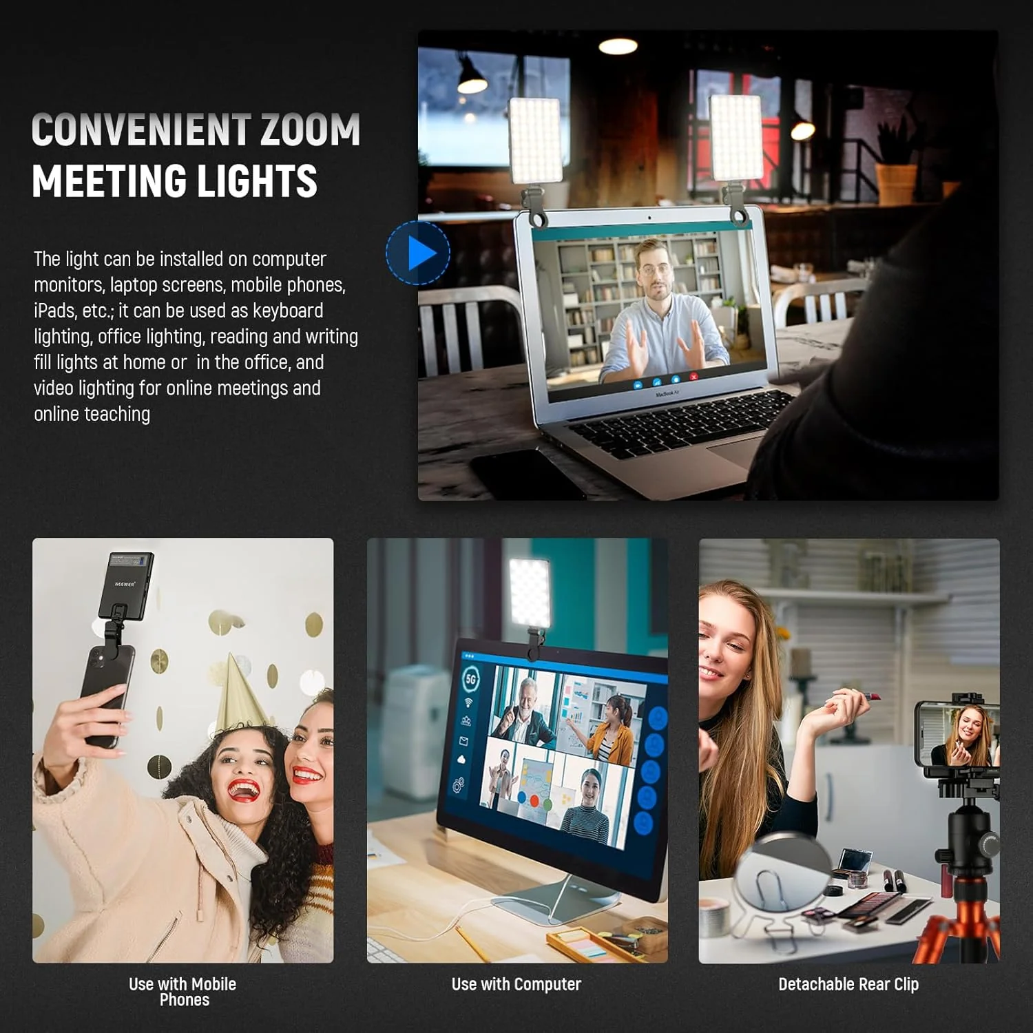 NEEWER BASICS NL-60AI LED Selfie Video Conference Light with Phone Clip - Image 15