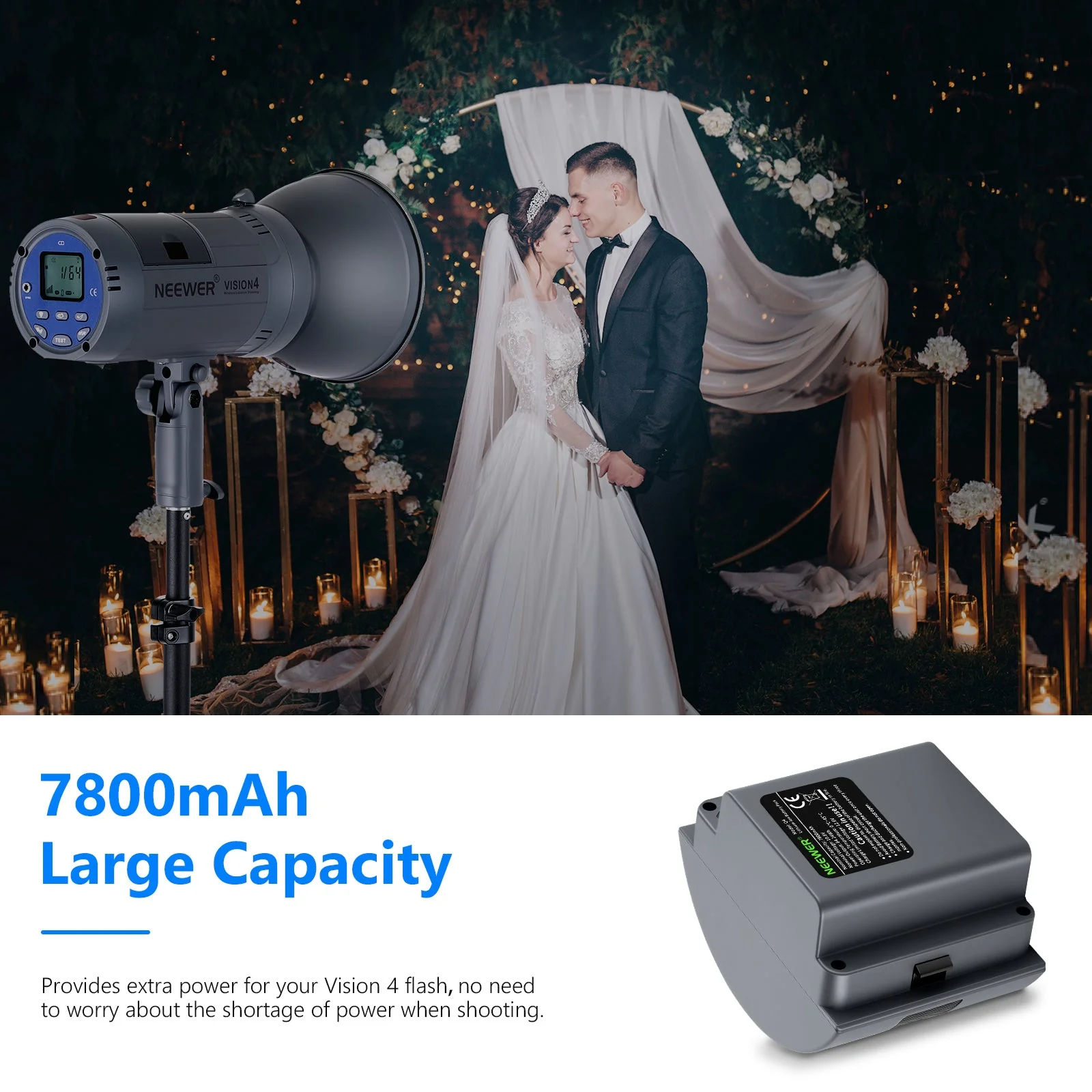 NEEWER 7800mAh Rechargeable Li-ion Battery for Q300/VISION 4/ ML300 Flash - Image 4