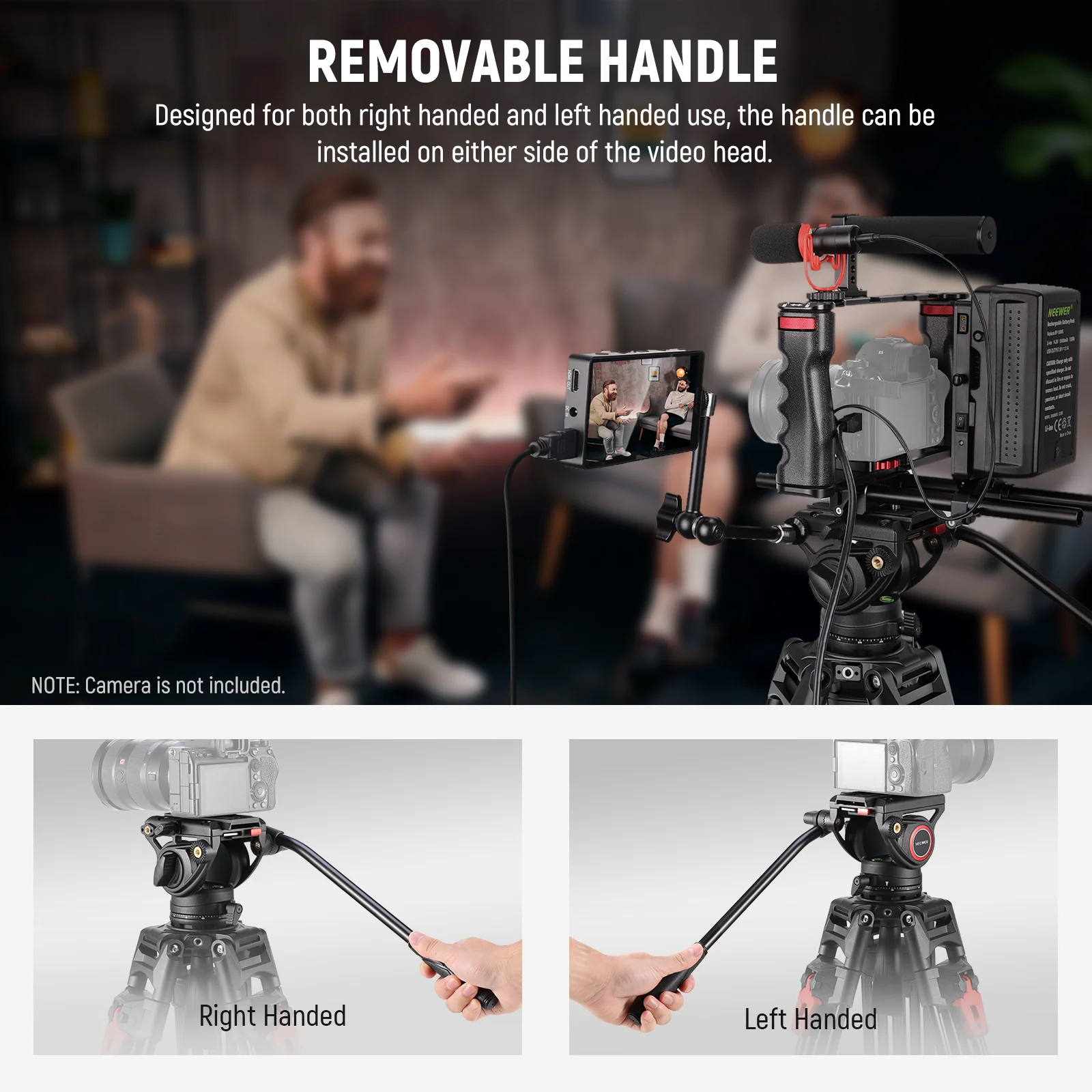 NEEWER LL27 76" Aluminum Video Camera Tripod with One Step Quick Lock - Image 7