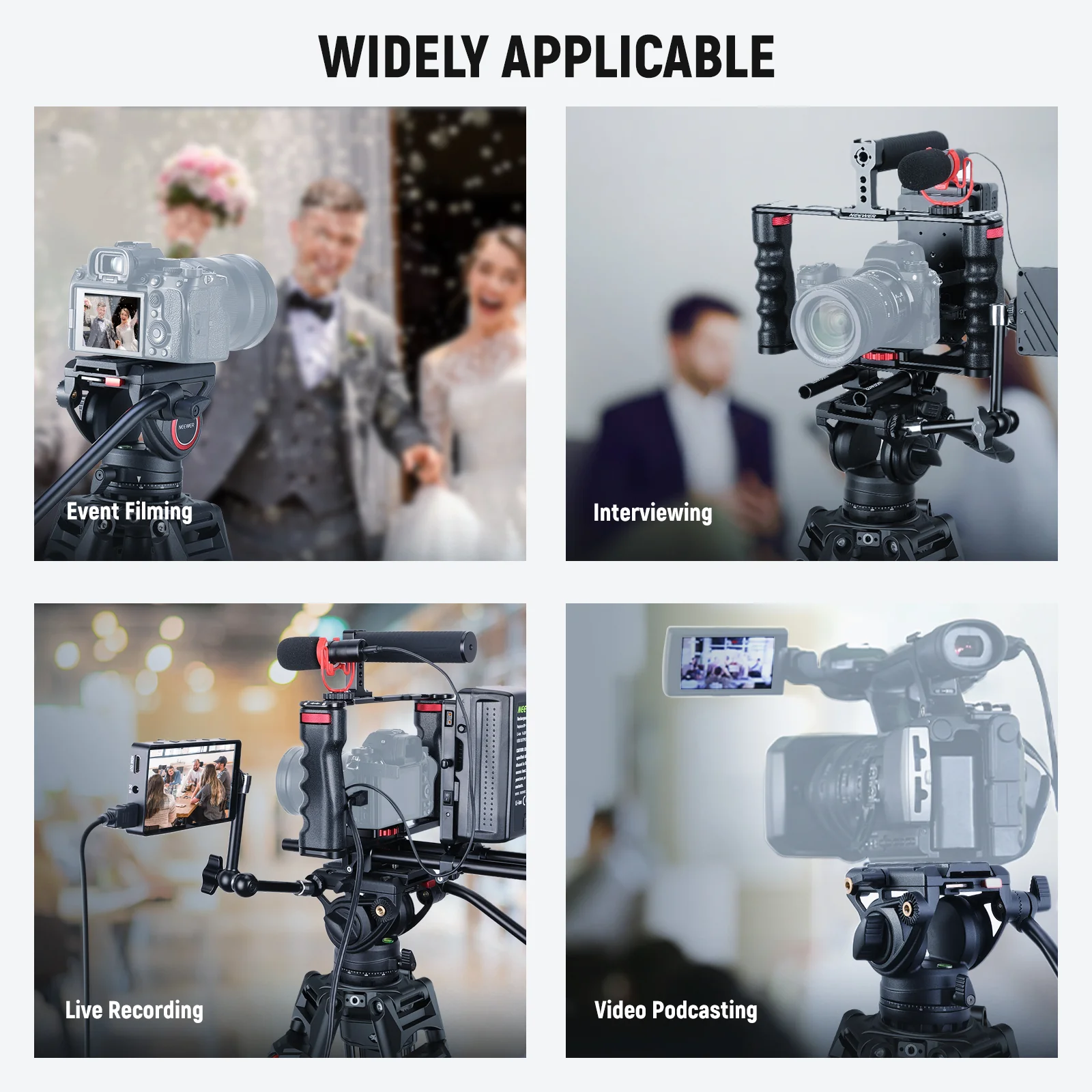 NEEWER LL27 76" Aluminum Video Camera Tripod with One Step Quick Lock - Image 8