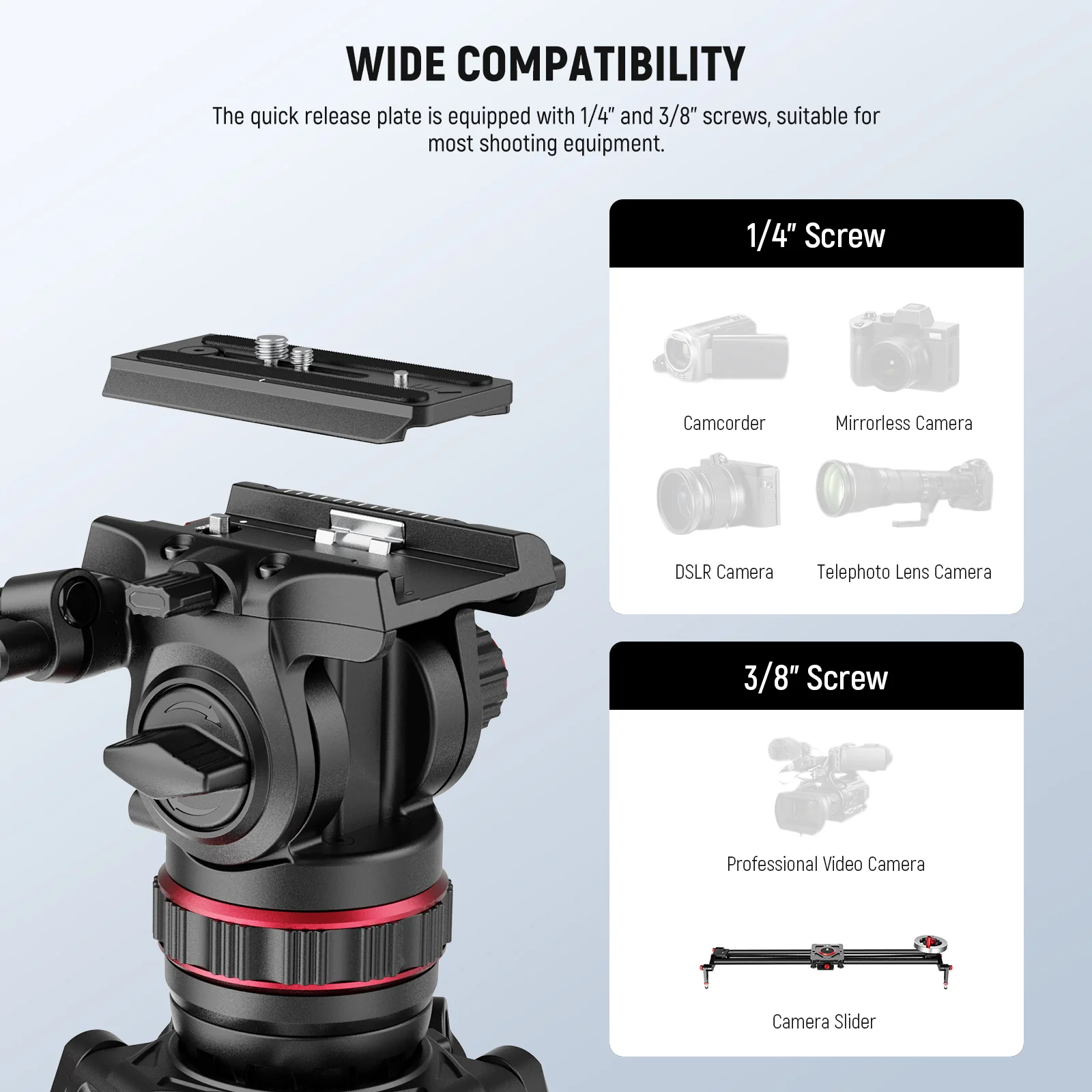 NEEWER LL37 78" Carbon Fiber Video Tripod with Cleaning Cloth - Image 4