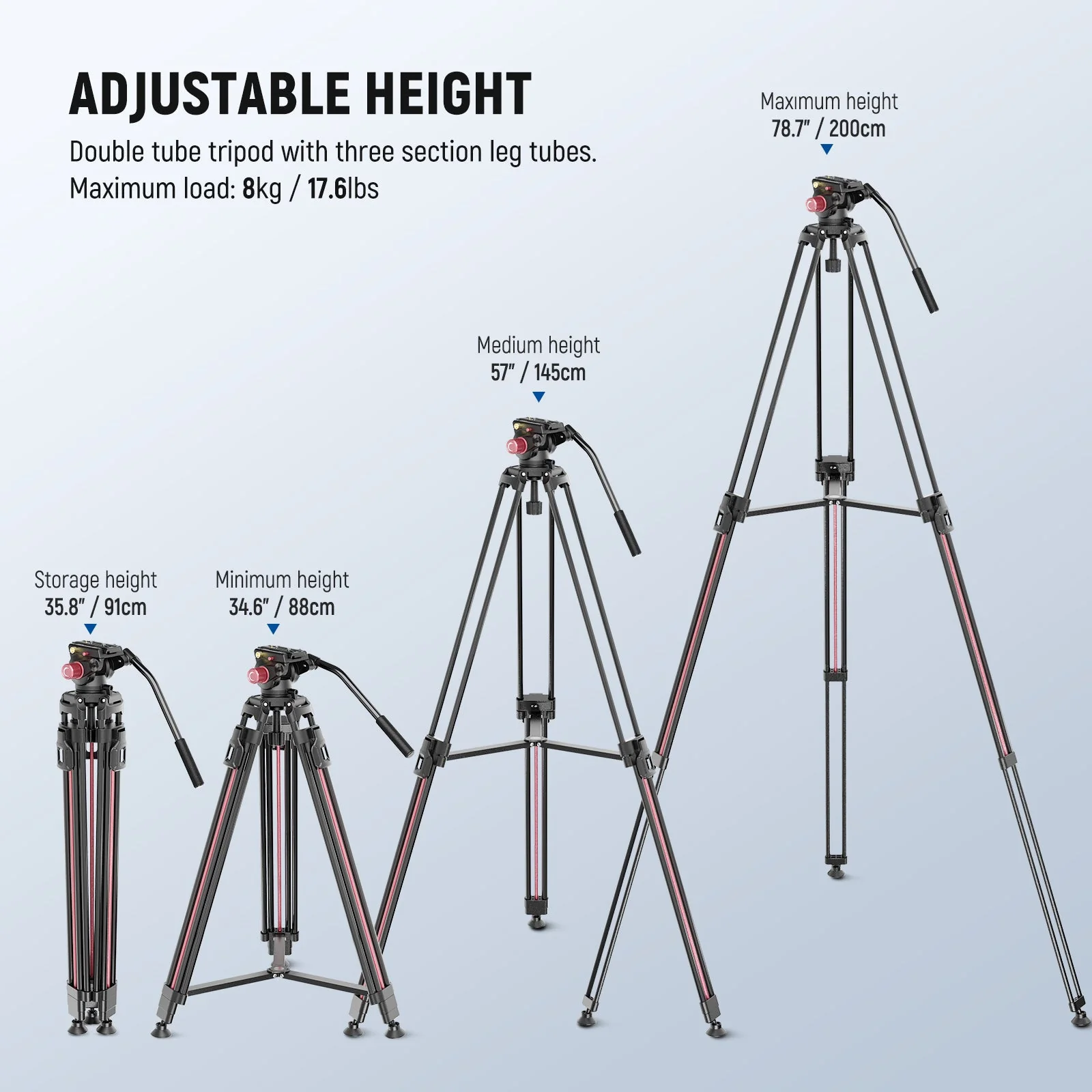NEEWER LL38 79" Camera Tripod Quick Release with Fluid Head - Image 2