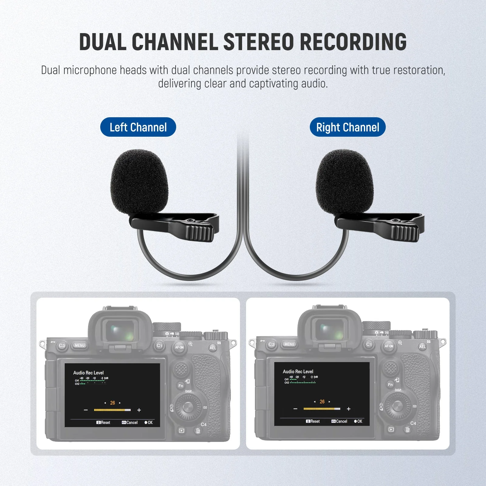 NEEWER LM3 Wired Dual Lavalier Microphones with 13ft 3.5mm TRS Extension Cable - Image 3