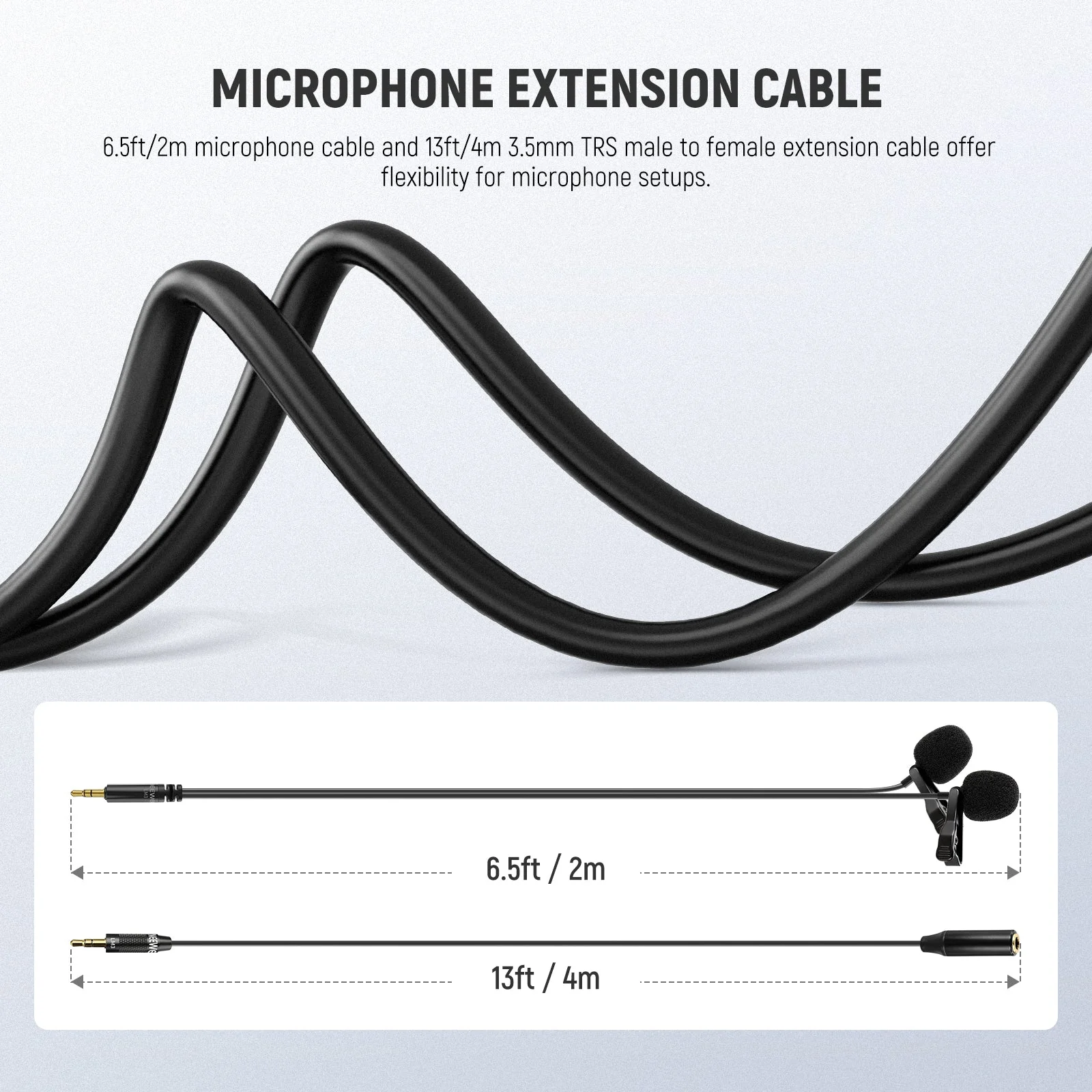 NEEWER LM3 Wired Dual Lavalier Microphones with 13ft 3.5mm TRS Extension Cable - Image 5