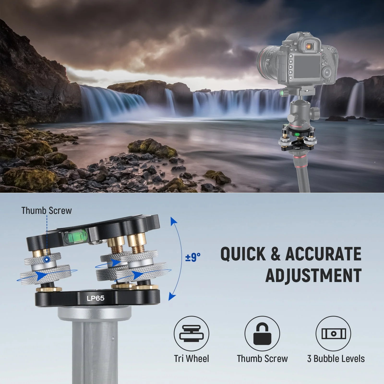 NEEWER LP65 Camera Tripod Leveling Base - Image 2