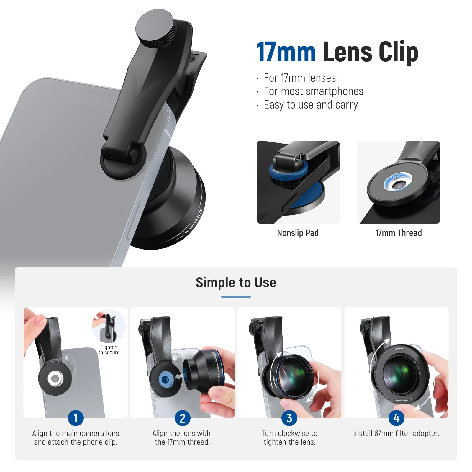 NEEWER LS-26 PRO 105mm Macro Lens with 17mm Thread & 67mm Filter Adapter - Image 8