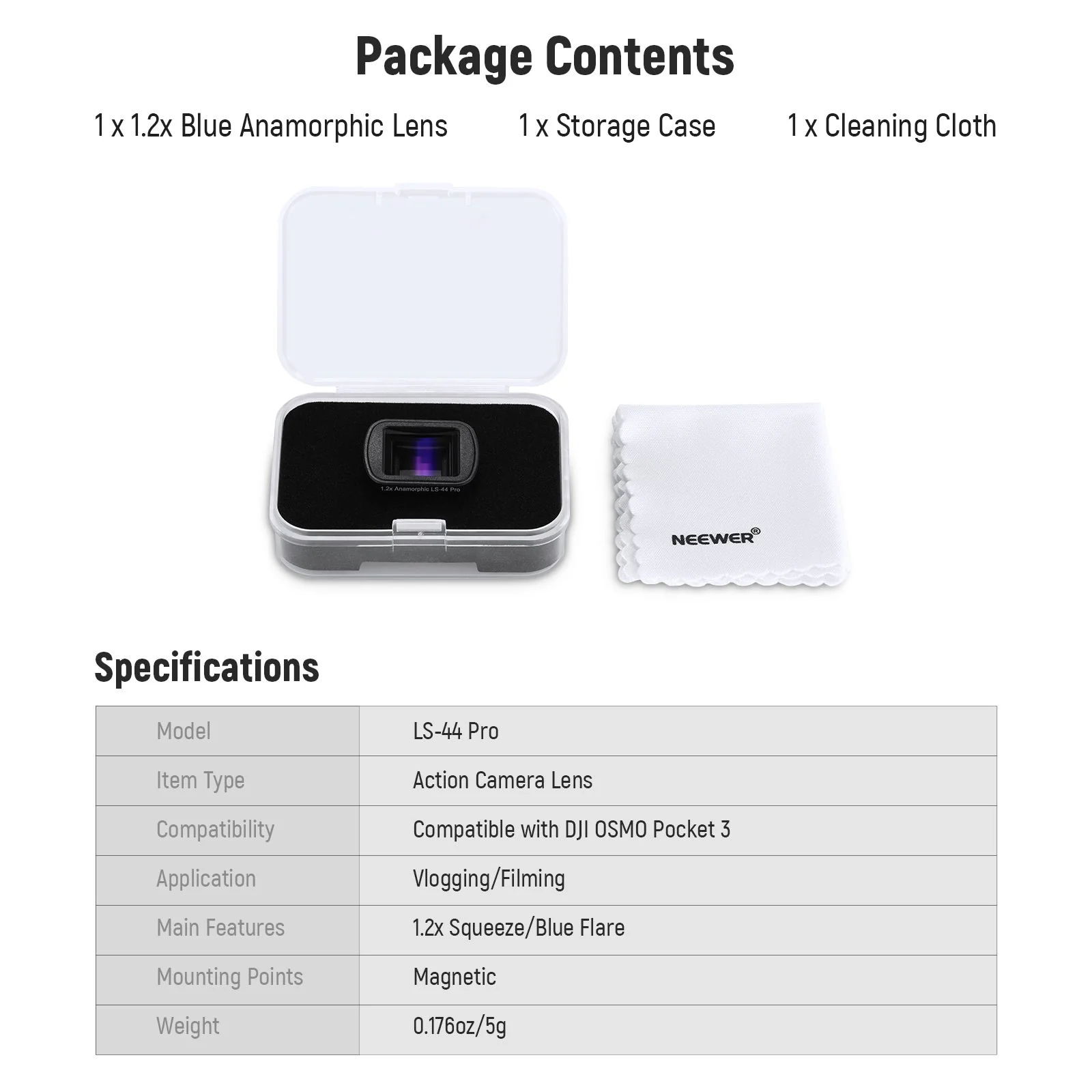 NEEWER LS-44 Pro 1.2X Blue Anamorphic Lens For DJI Osmo Pocket 3 / Pocket 4 - Image 9