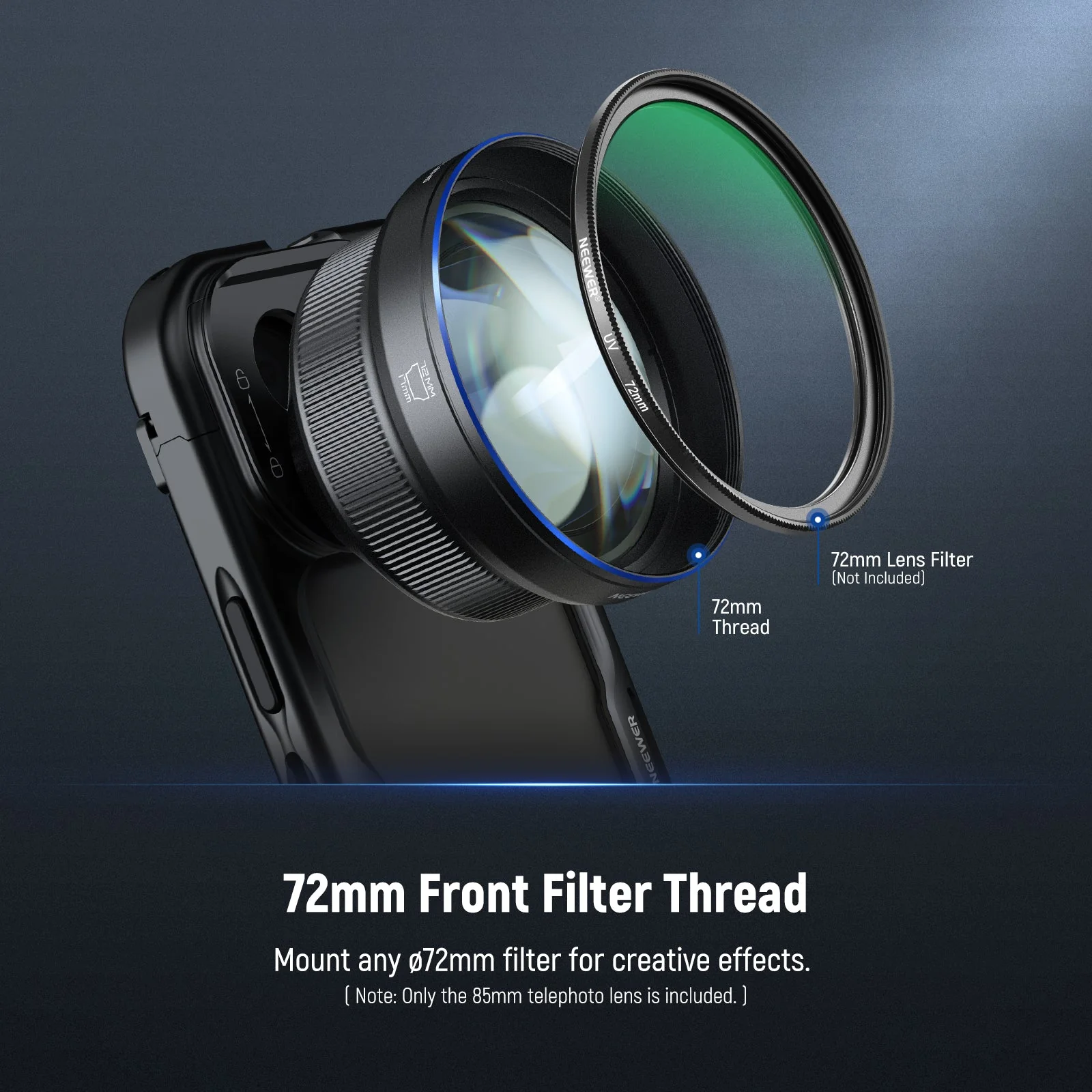 NEEWER LS-59 85mm HD Telephoto Lens with 17mm Lens Thread - Image 6