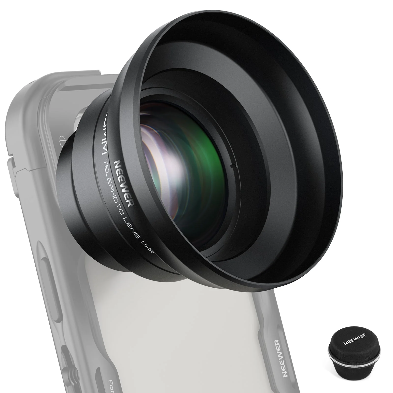 NEEWER LS-66 65mm HD Telephoto Phone Lens with 17mm Thread & Lens Hood