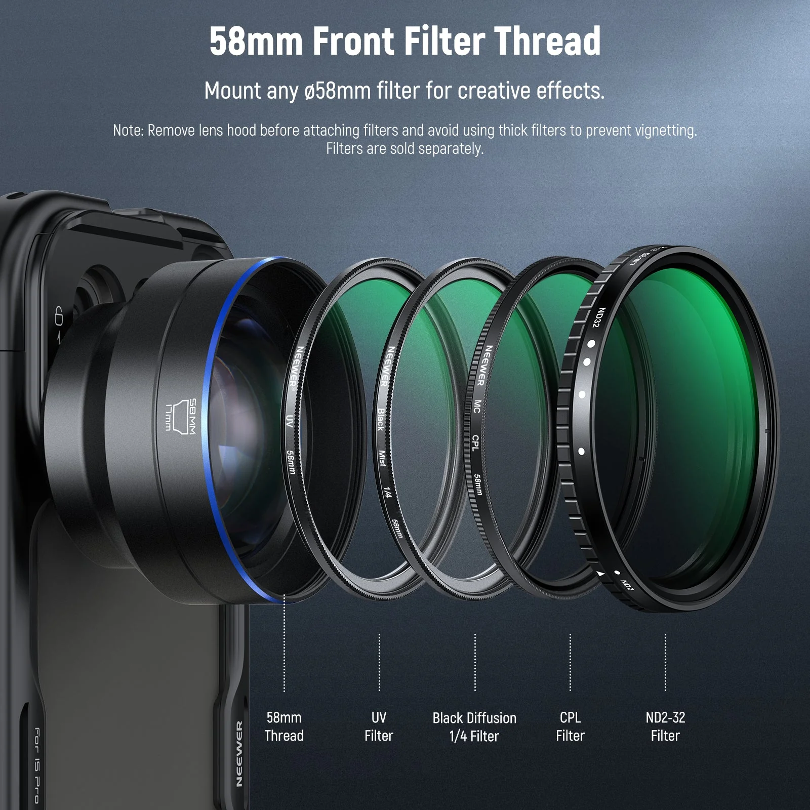 NEEWER LS-66 65mm HD Telephoto Phone Lens with 17mm Thread & Lens Hood - Image 6