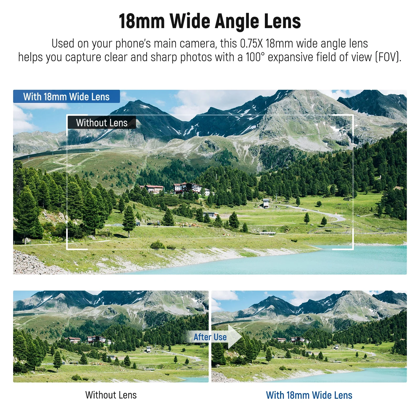 NEEWER LS-72 100° FOV 18mm Wide Angle Lens with 17mm Threaded Clip - Image 2