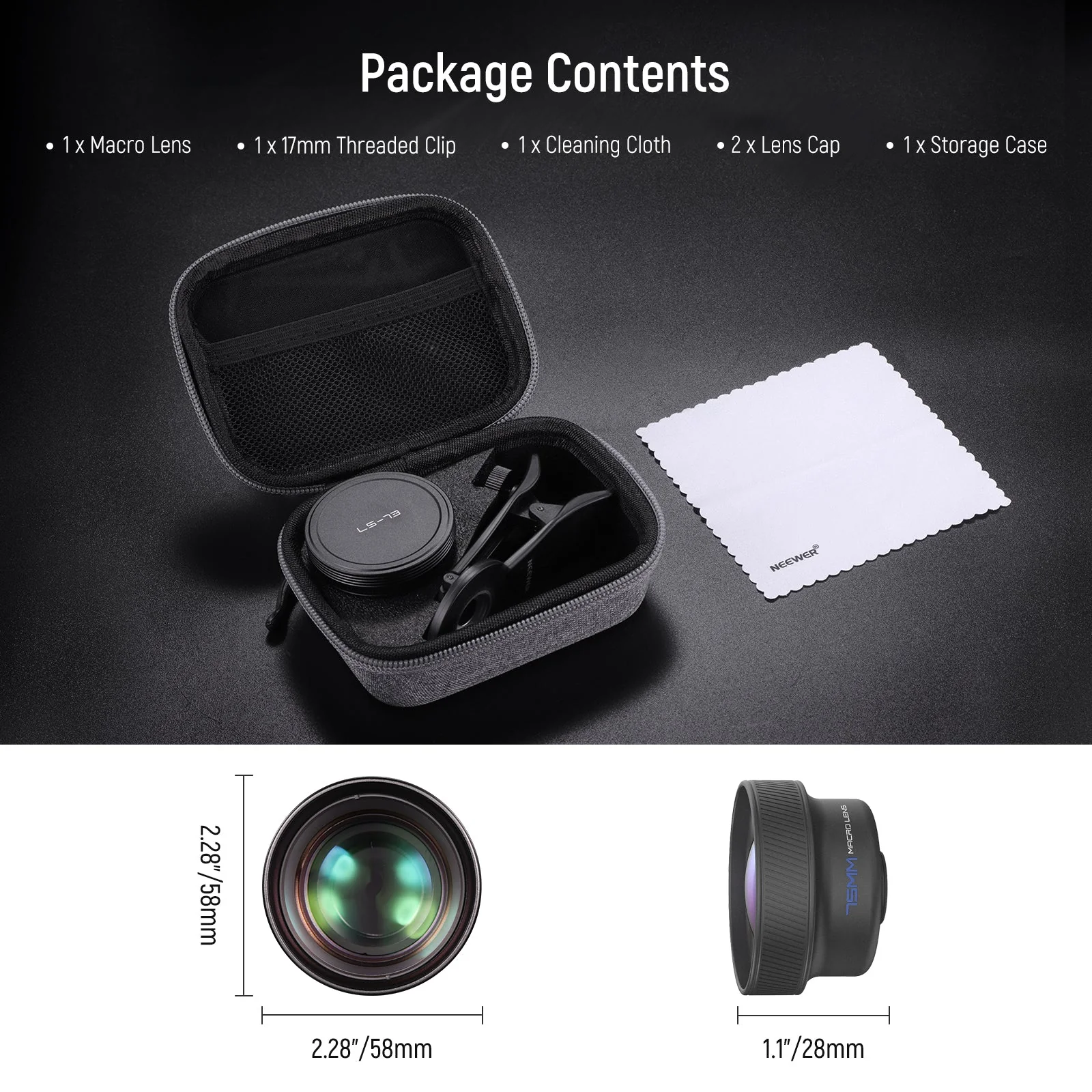 NEEWER LS-73 75mm Macro Phone Lens with 17mm Threaded Clip - Image 9