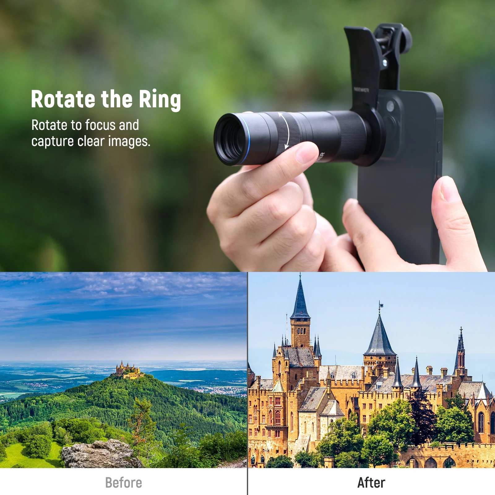 NEEWER LS-78 400mm Phone Telephoto Lens with 17mm Lens Clip - Image 3