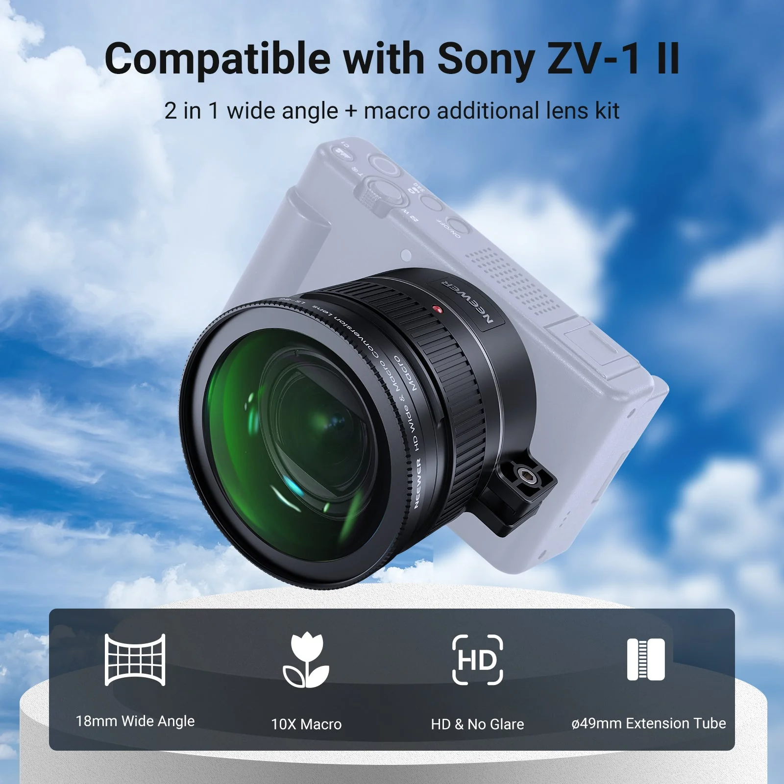 NEEWER LS-86 Wide Angle + Macro Lens For Sony ZV-1 II (ZV-1M2) - Image 2