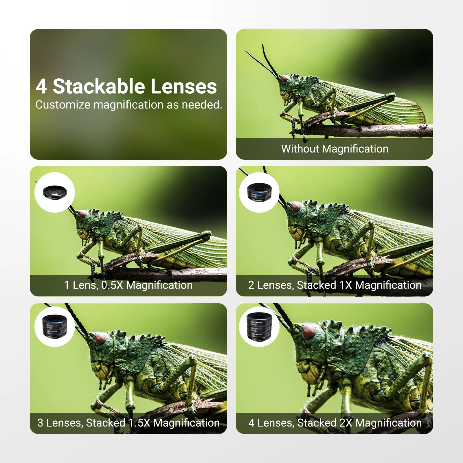 NEEWER LS-87 4 Pack Phone Macro Lens Kit - Image 3