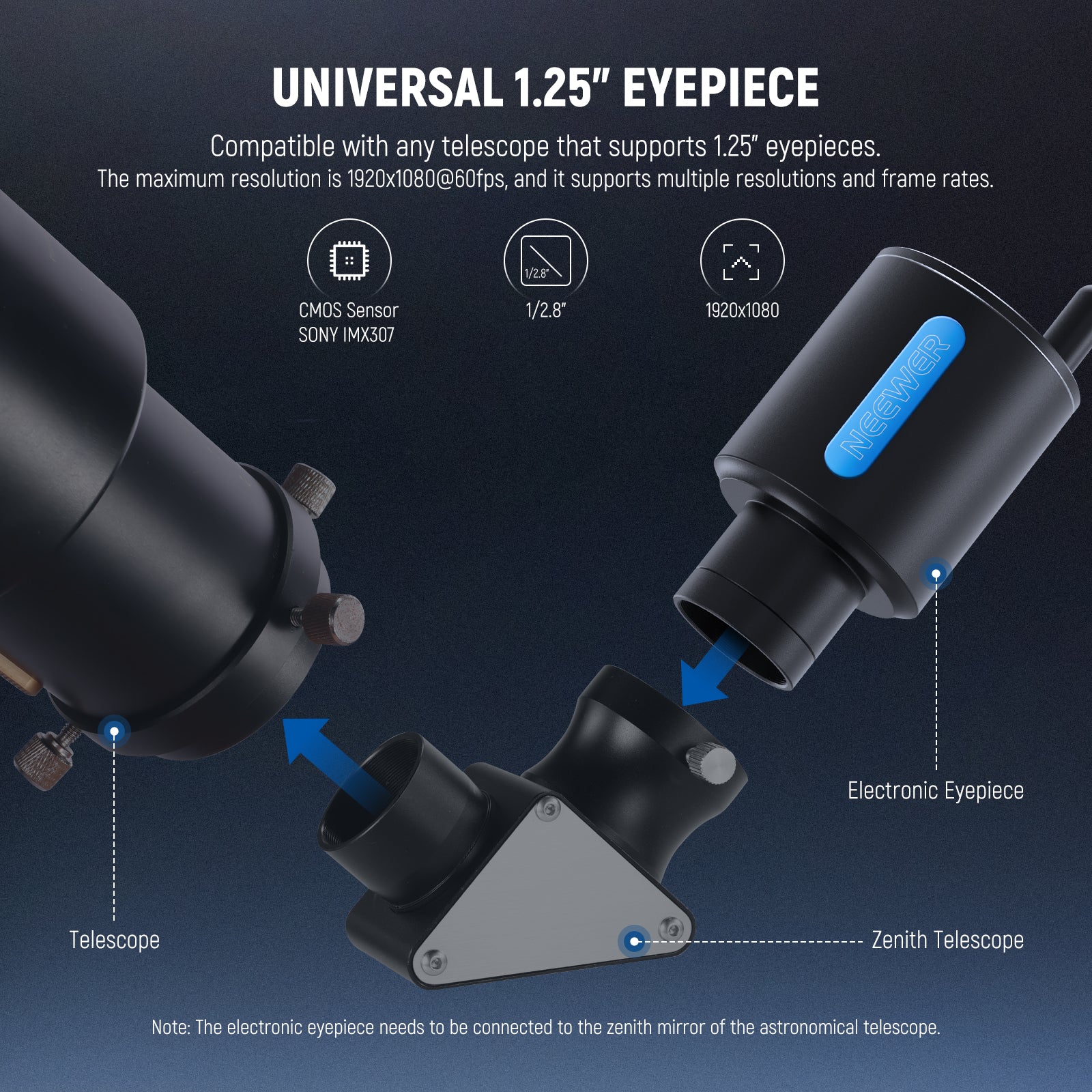 NEEWER LS-T22 1.25" Electronic Telescope Eyepiece with App Control - Image 2