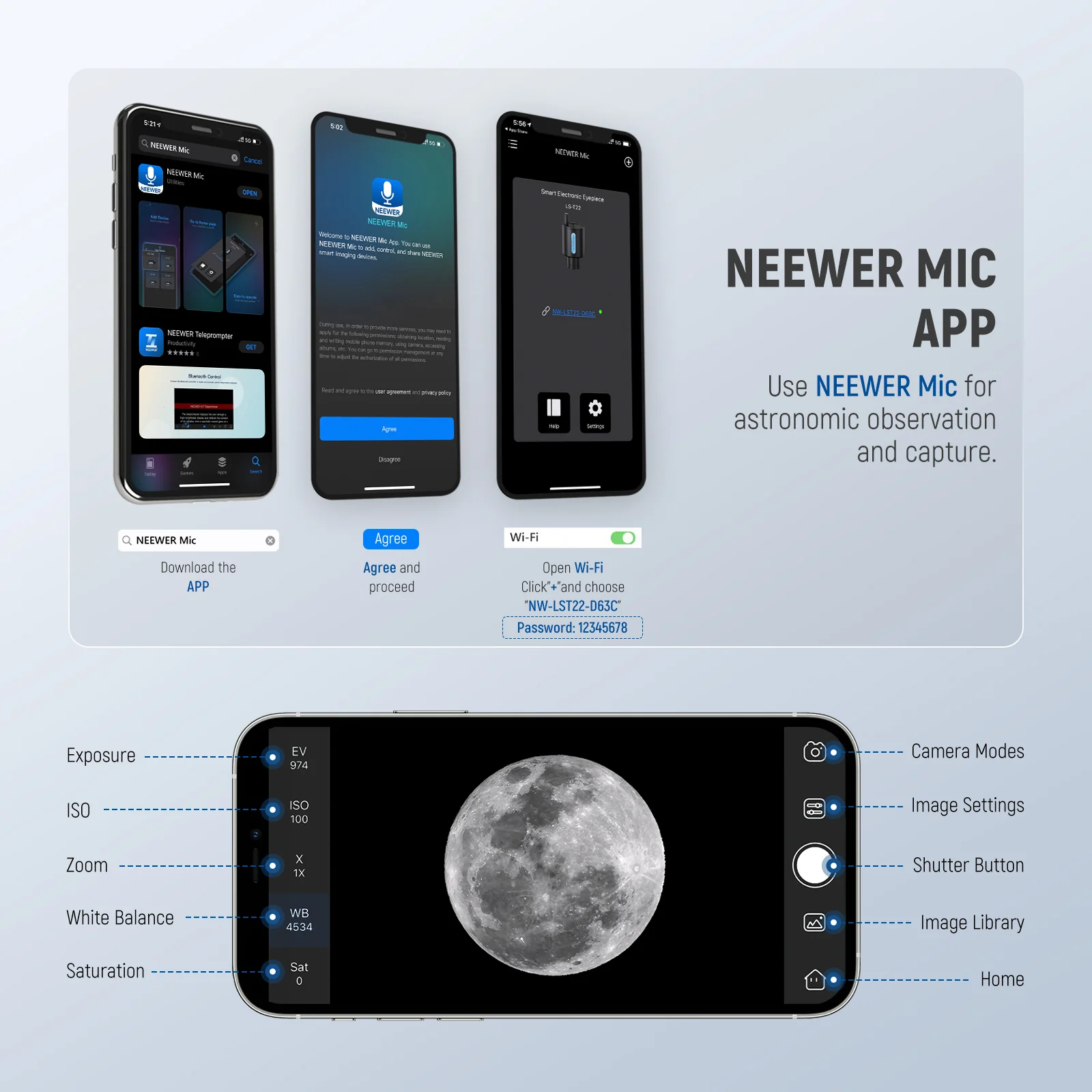 NEEWER LS-T22 1.25" Electronic Telescope Eyepiece with App Control - Image 5