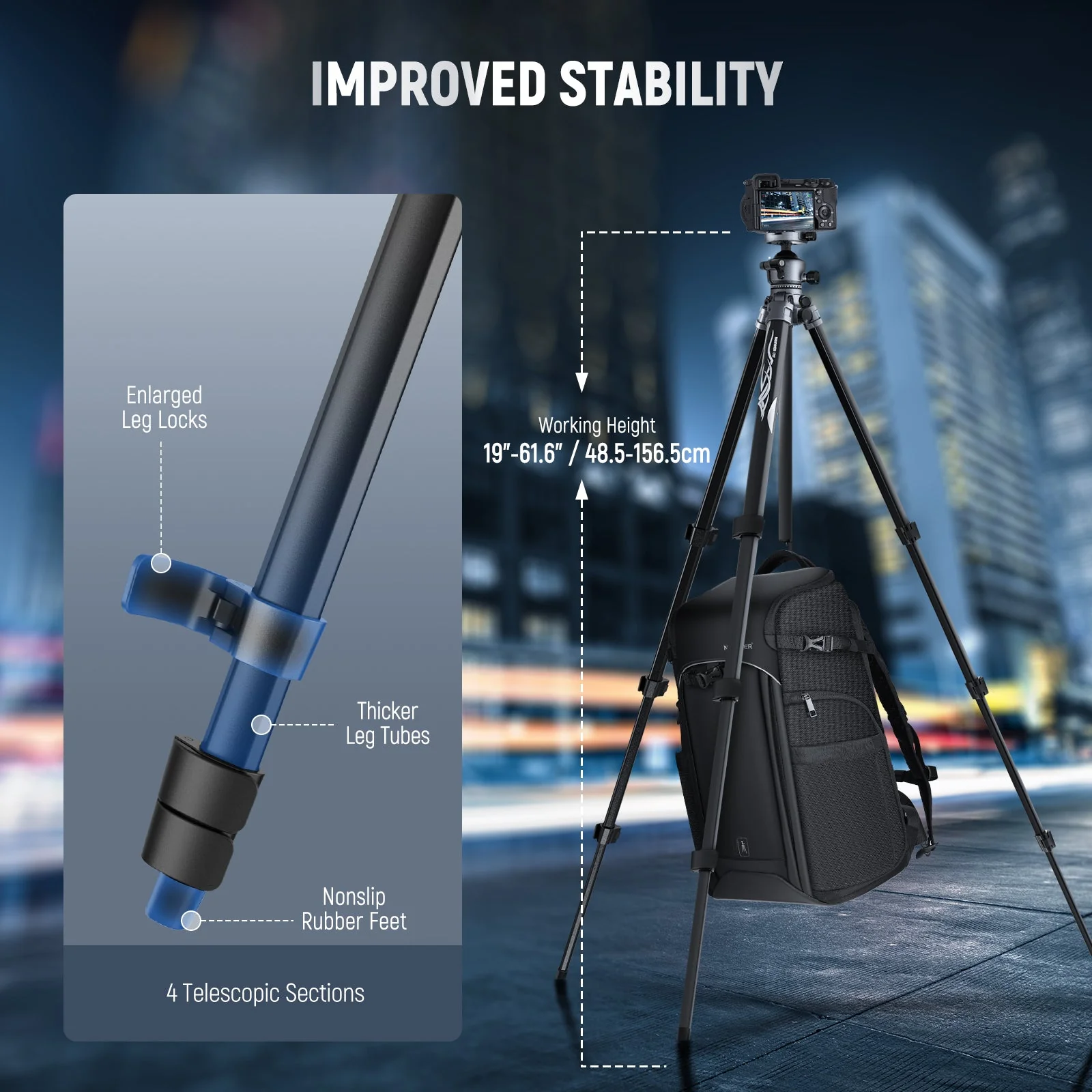 NEEWER LT07 61" Aluminum Travel Tripod - Image 3