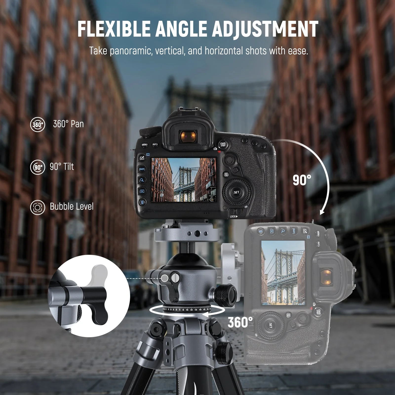 NEEWER LT07 61" Aluminum Travel Tripod - Image 7