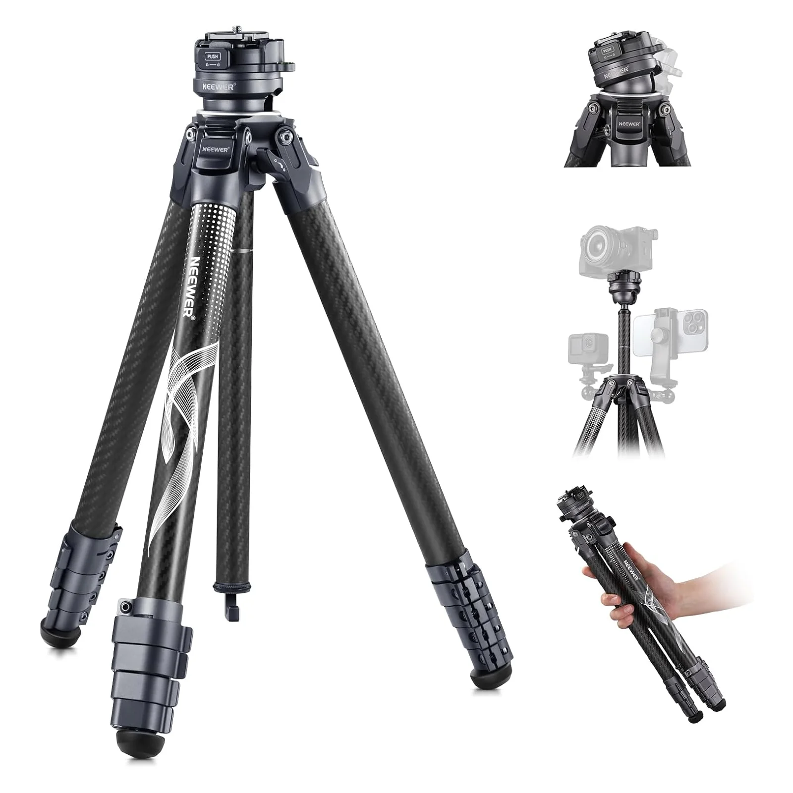 NEEWER LT32 62" Carbon Fiber Travel Tripod