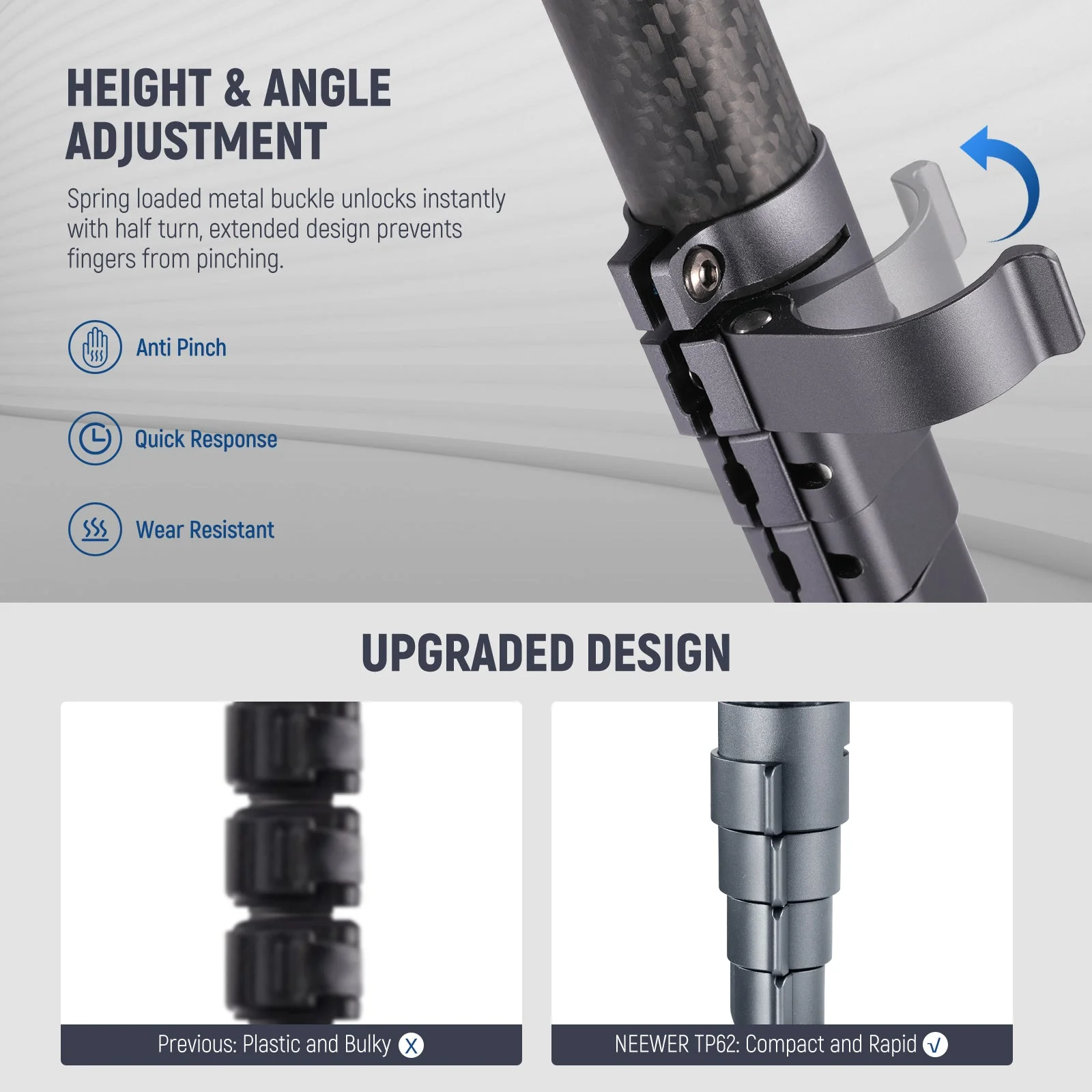 NEEWER LT32 62" Carbon Fiber Travel Tripod - Image 3