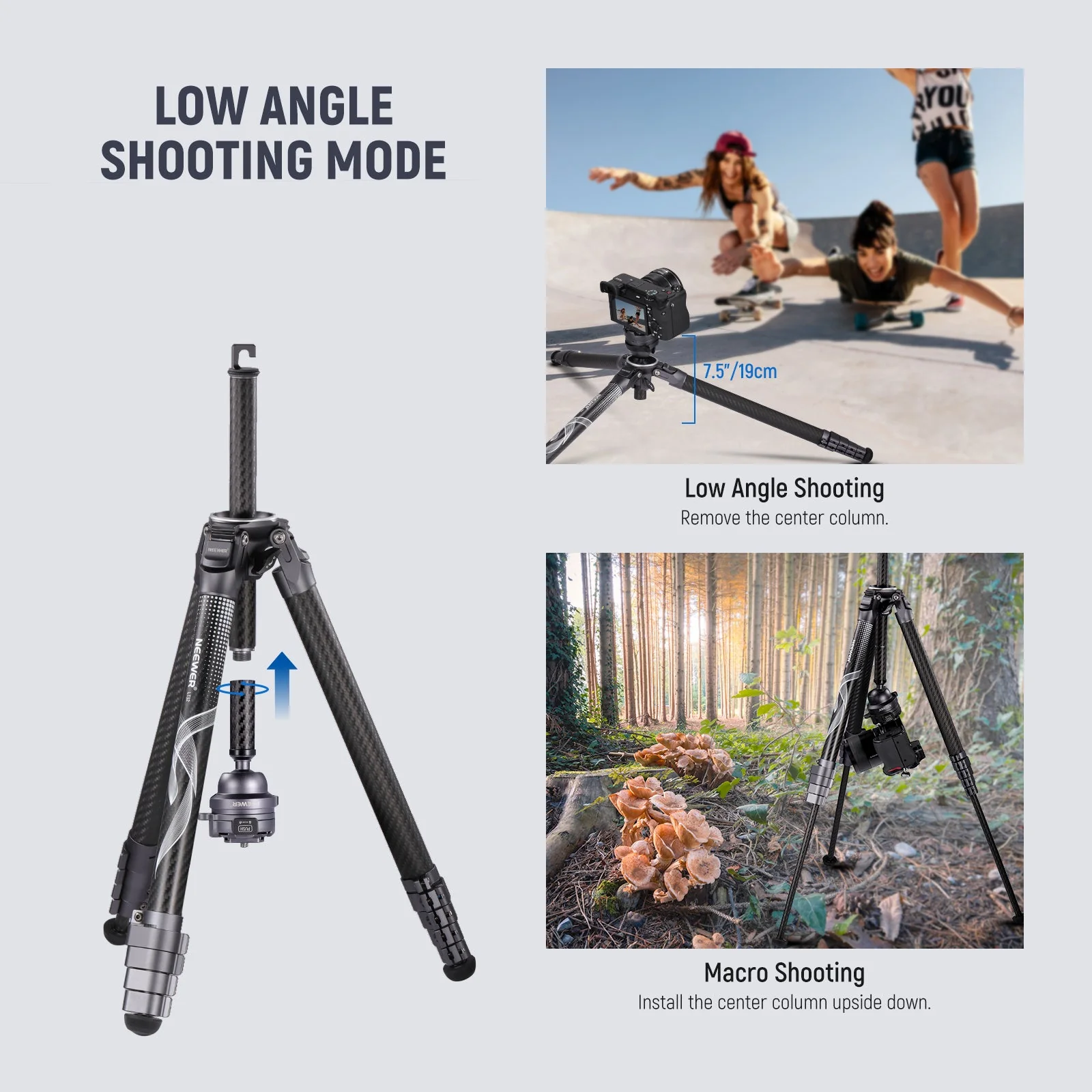 NEEWER LT32 62" Carbon Fiber Travel Tripod - Image 8
