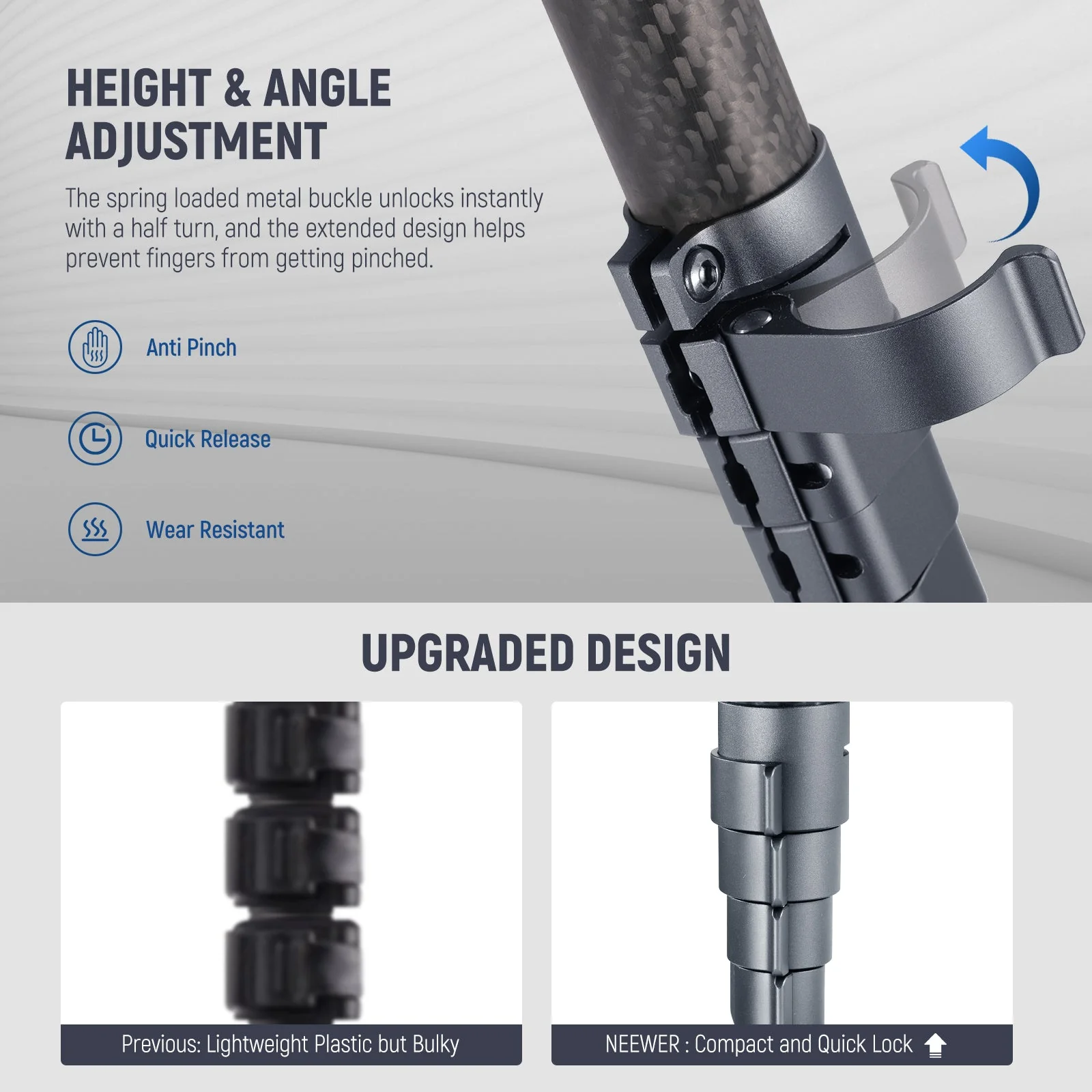 NEEWER LT34 62" Carbon Fiber Travel Tripod - Image 4