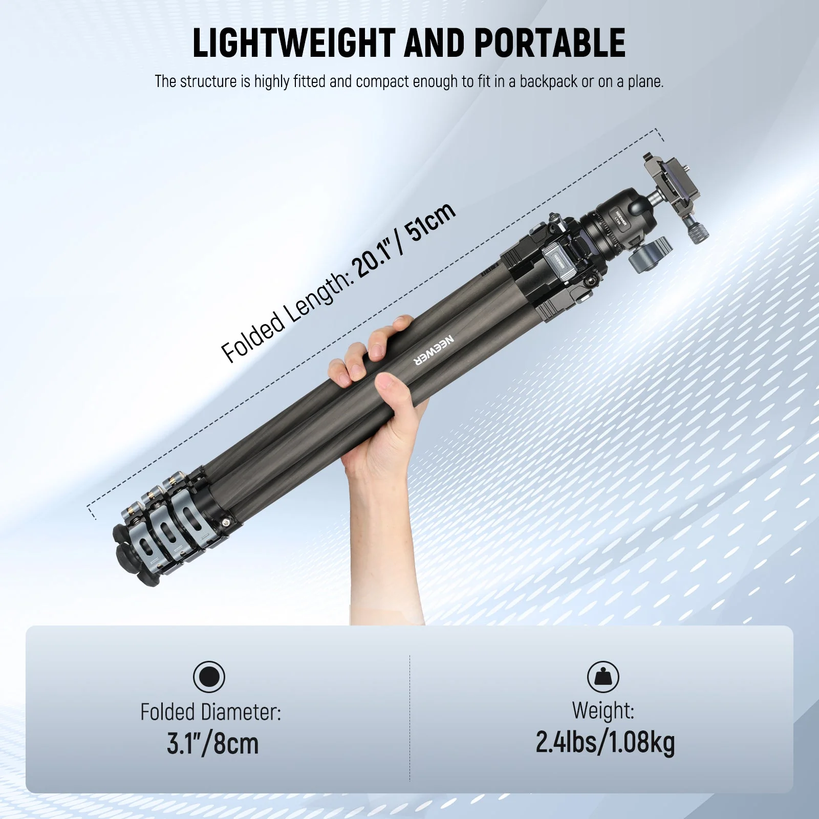 NEEWER LT36/LT37 60.4" Carbon Fiber Travel Tripod - Image 10