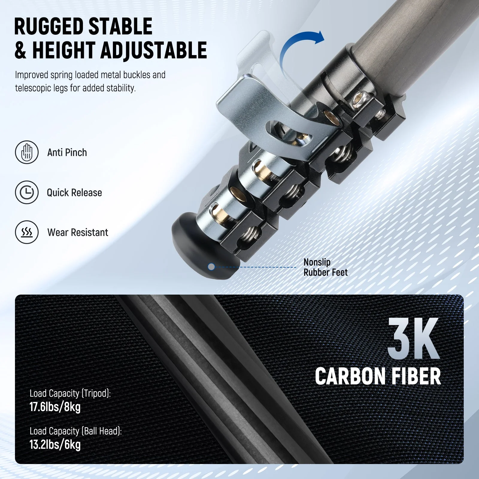 NEEWER LT36/LT37 60.4" Carbon Fiber Travel Tripod - Image 11