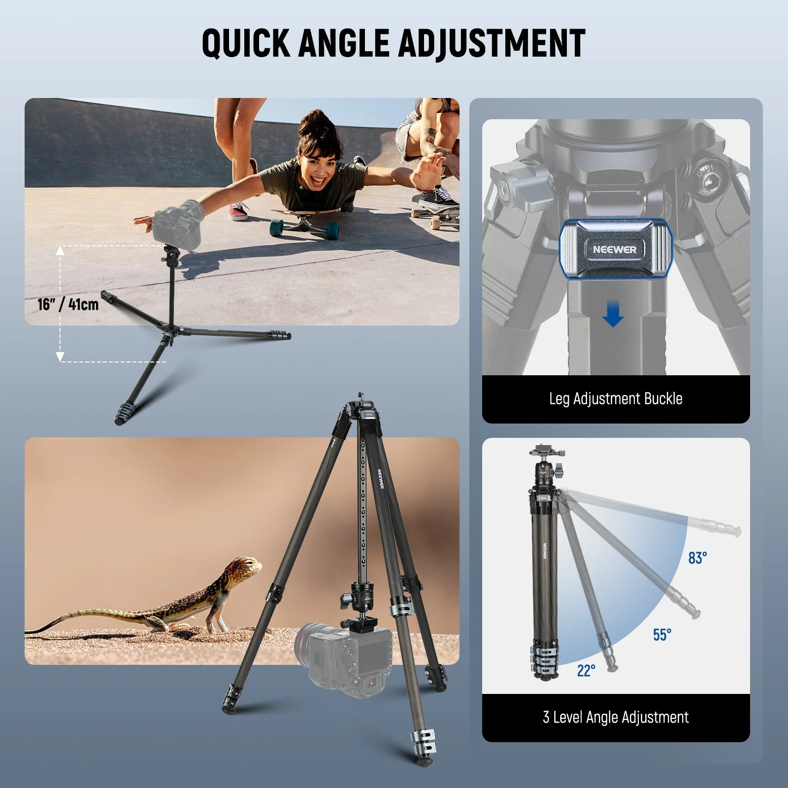 NEEWER LT36/LT37 60.4" Carbon Fiber Travel Tripod - Image 12