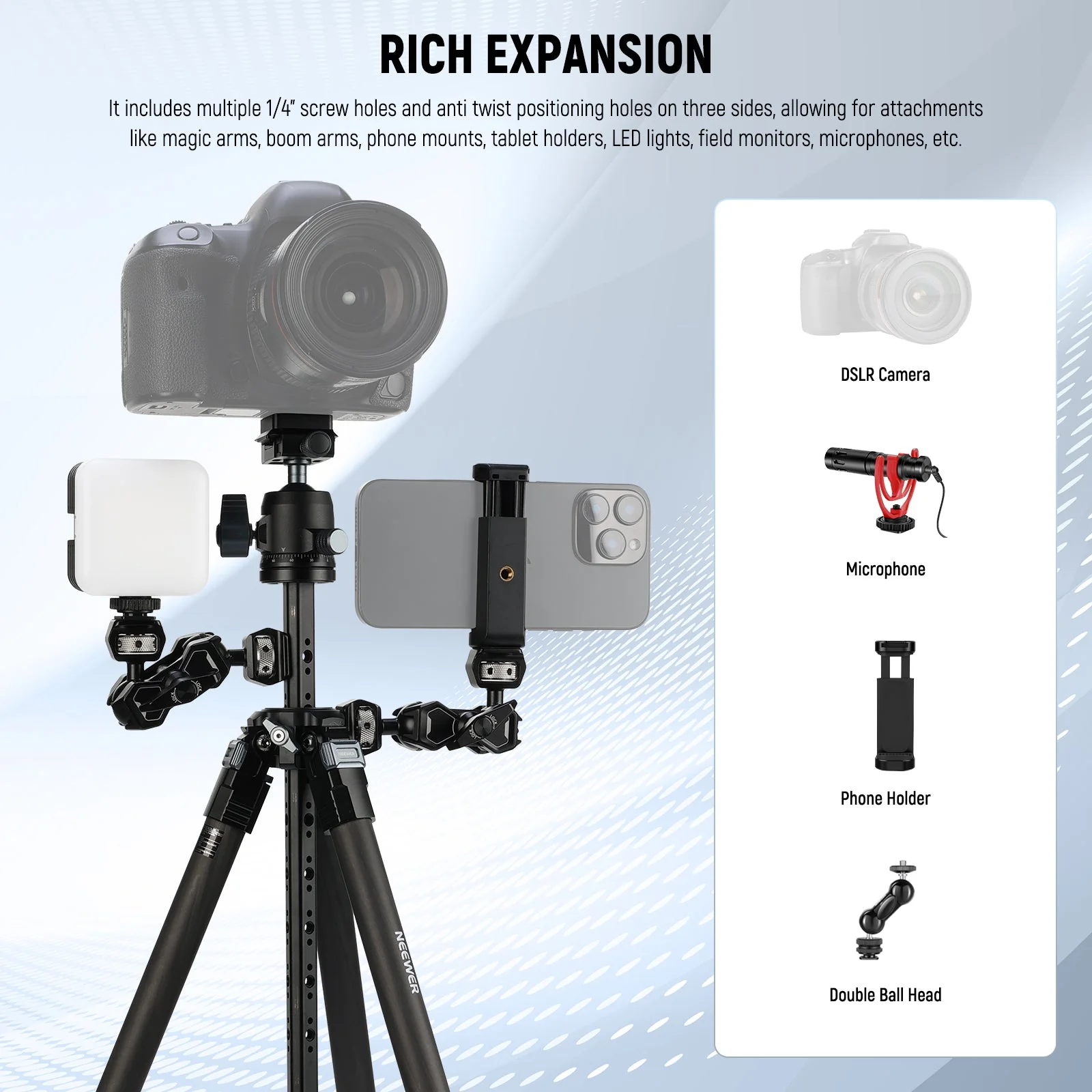 NEEWER LT36/LT37 60.4" Carbon Fiber Travel Tripod - Image 15