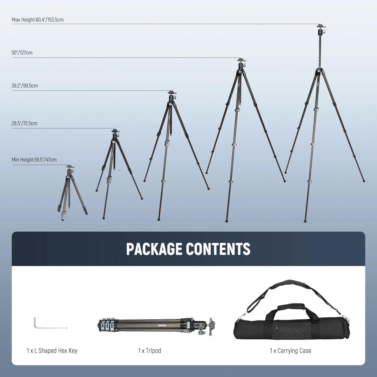 NEEWER LT36/LT37 60.4" Carbon Fiber Travel Tripod - Image 17