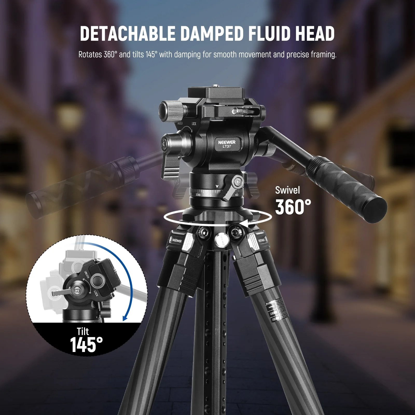 NEEWER LT36/LT37 60.4" Carbon Fiber Travel Tripod - Image 5