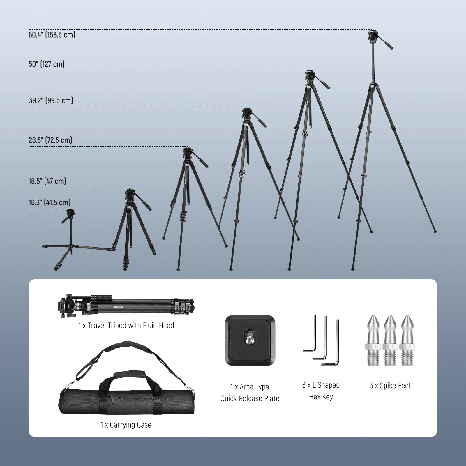 NEEWER LT36/LT37 60.4" Carbon Fiber Travel Tripod - Image 7