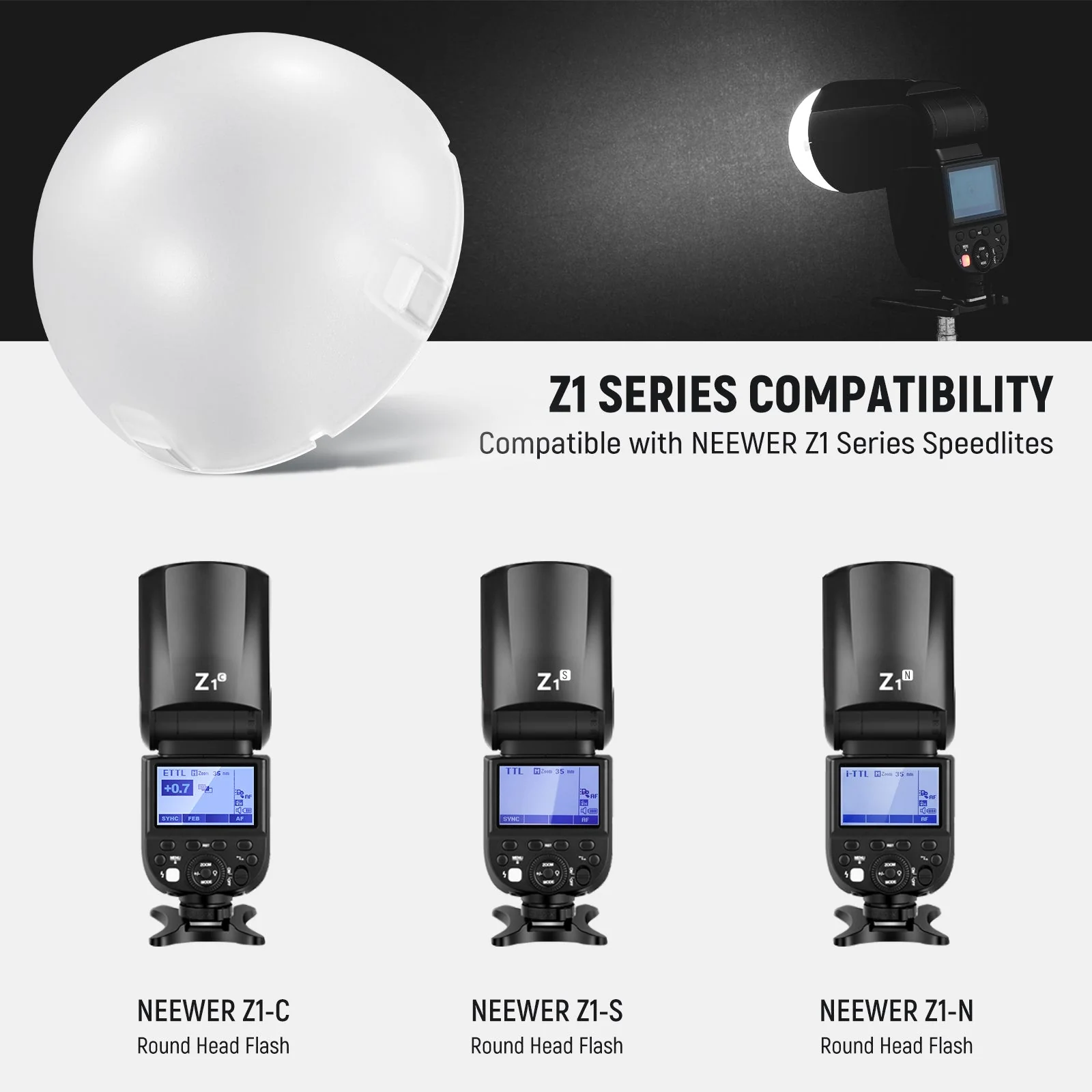 NEEWER M12 Magnetic Dome Diffuser for Z2PRO/Z2/Z1 Flash - Image 5