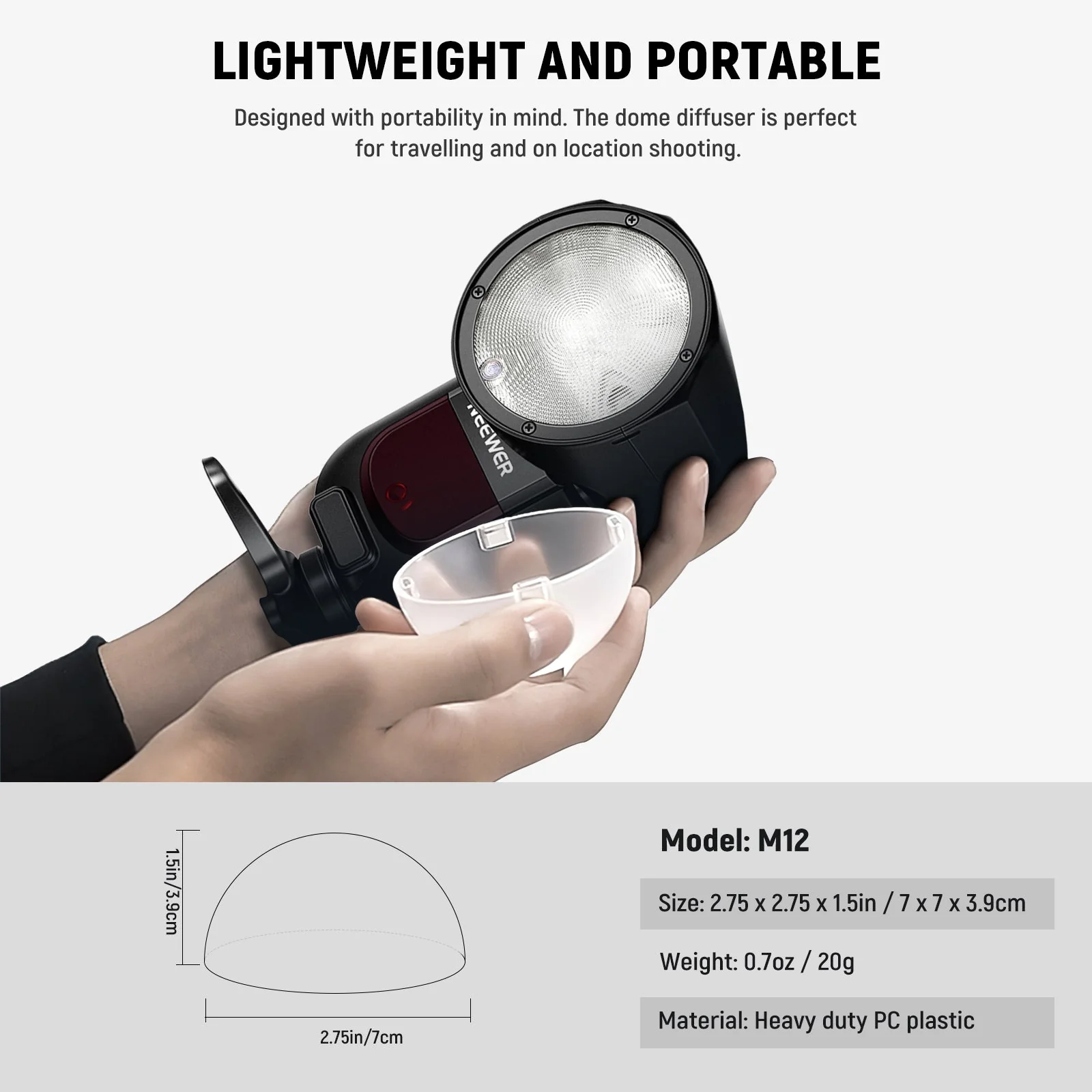 NEEWER M12 Magnetic Dome Diffuser for Z2PRO/Z2/Z1 Flash - Image 6