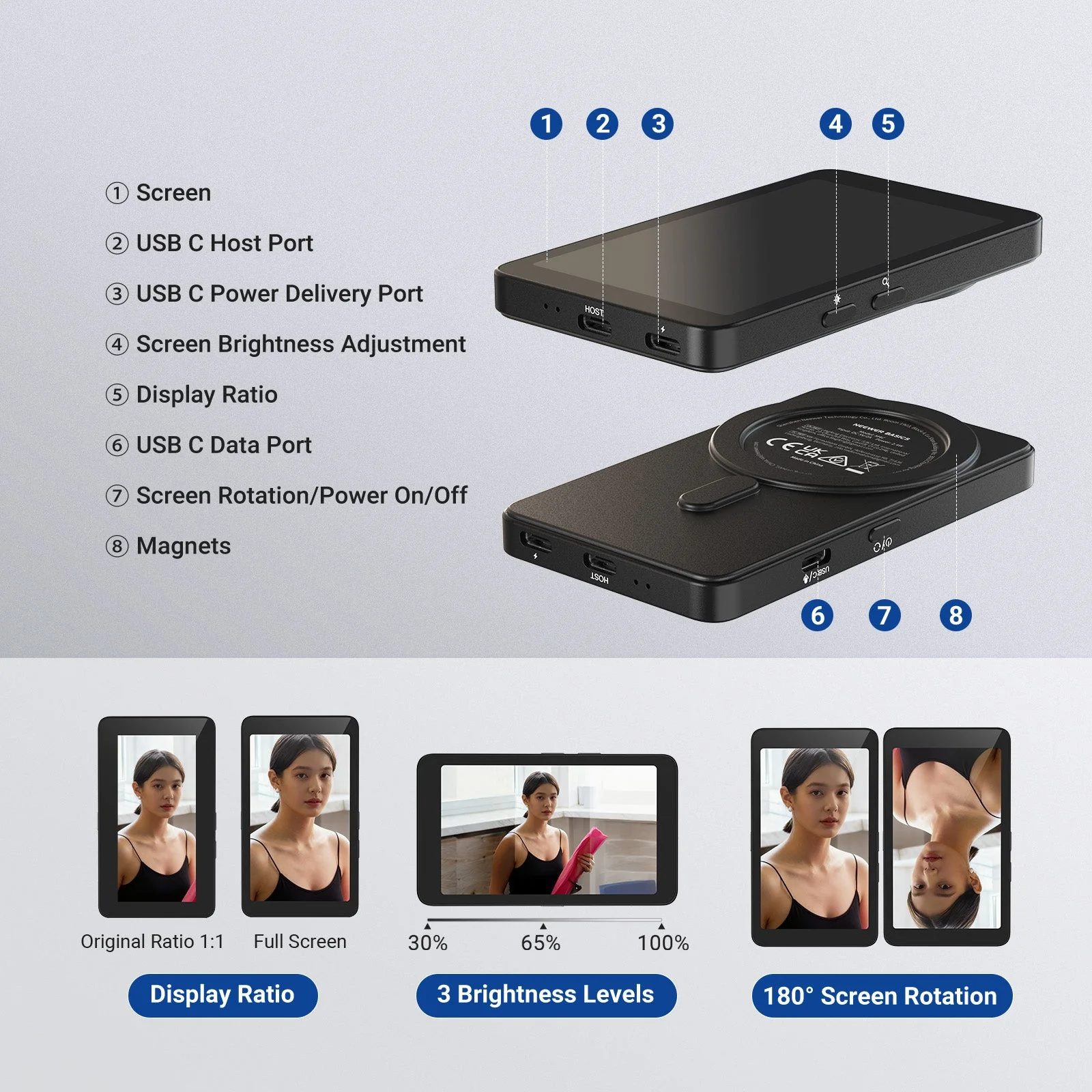 NEEWER BASICS M4C 4" Magnetic Vlog Selfie Monitor Screen - Image 6