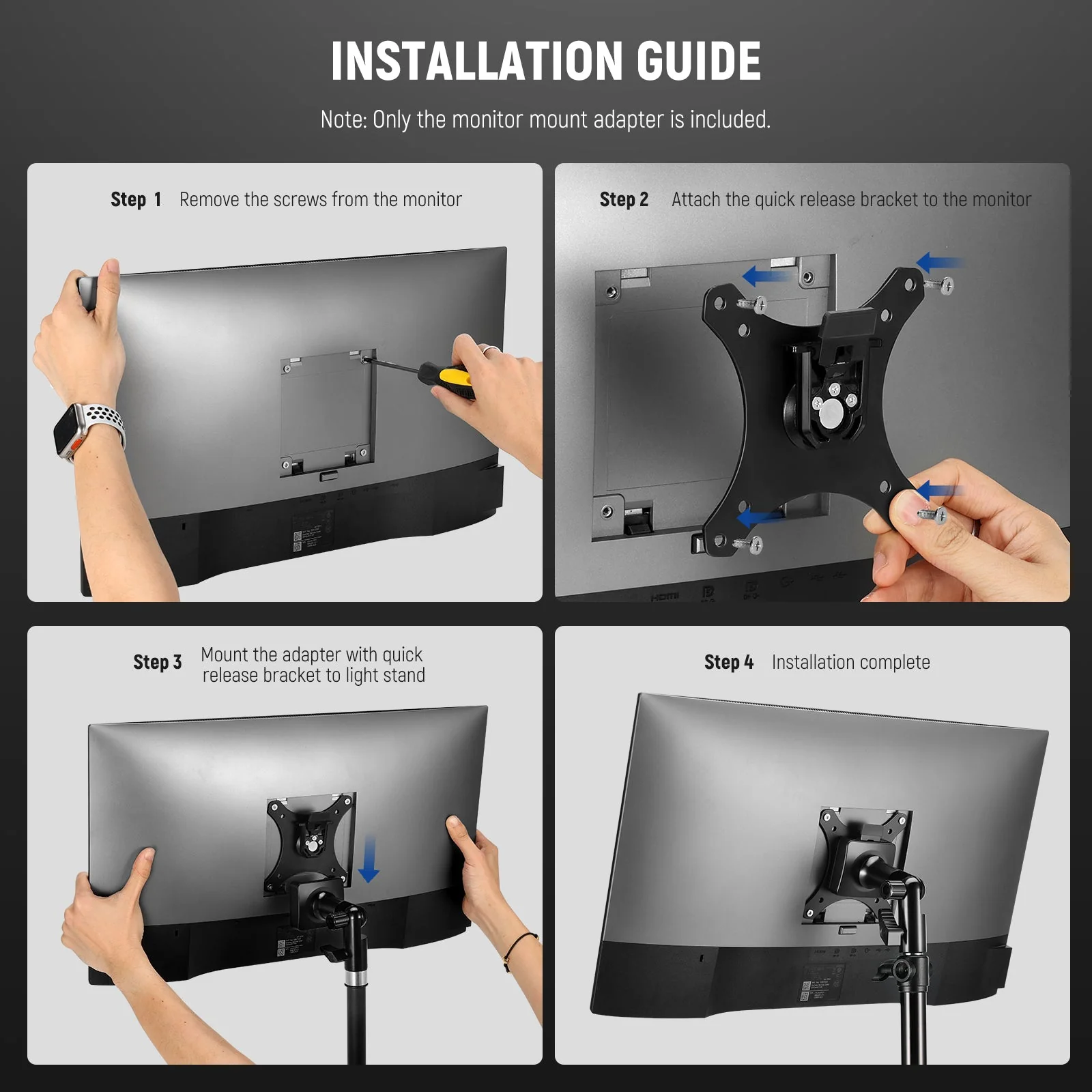 NEEWER MA010 Monitor Mount Adapter with Quick Release VESA Mount - Image 8