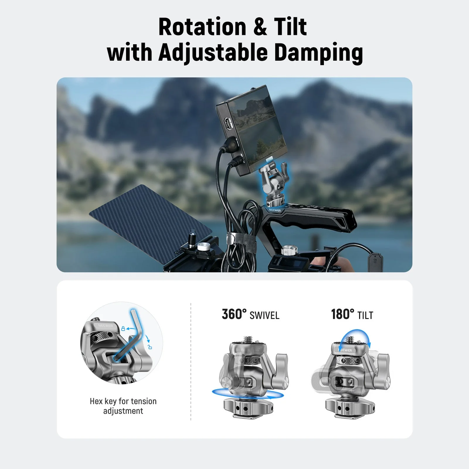 NEEWER MA017 Camera Monitor Mount with Cold Shoe - Image 3
