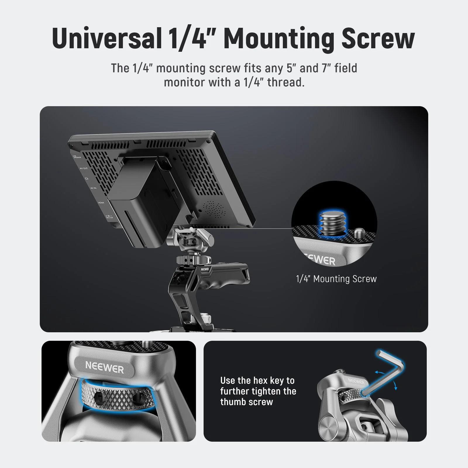 NEEWER MA017 Camera Monitor Mount with Cold Shoe - Image 5