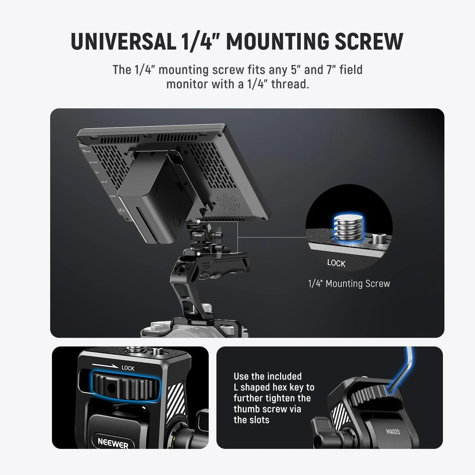 NEEWER MA020 Camera Monitor Mount with NATO Clamp - Image 3
