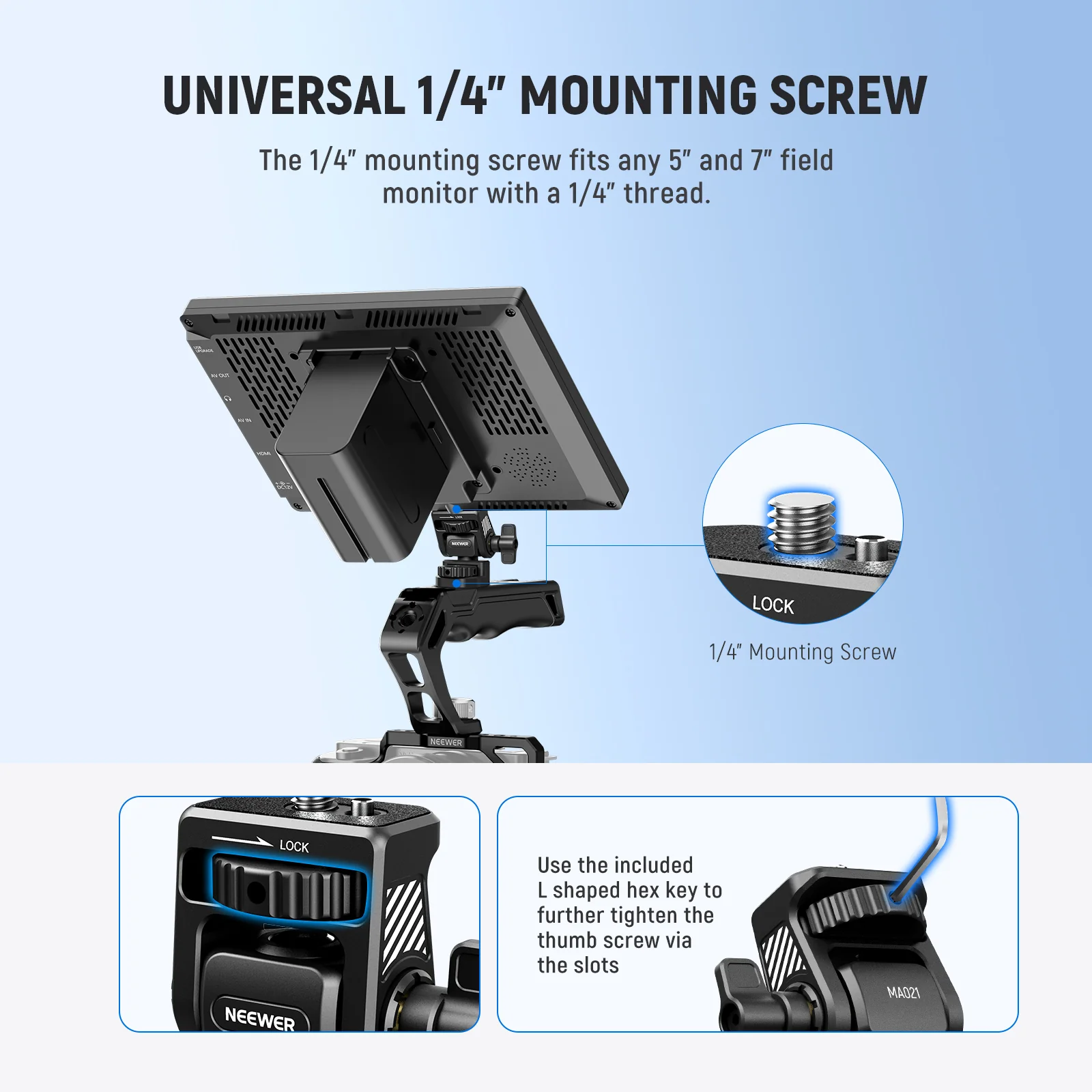 NEEWER MA021 Camera Monitor Mount for 5"/7" Monitors - Image 3