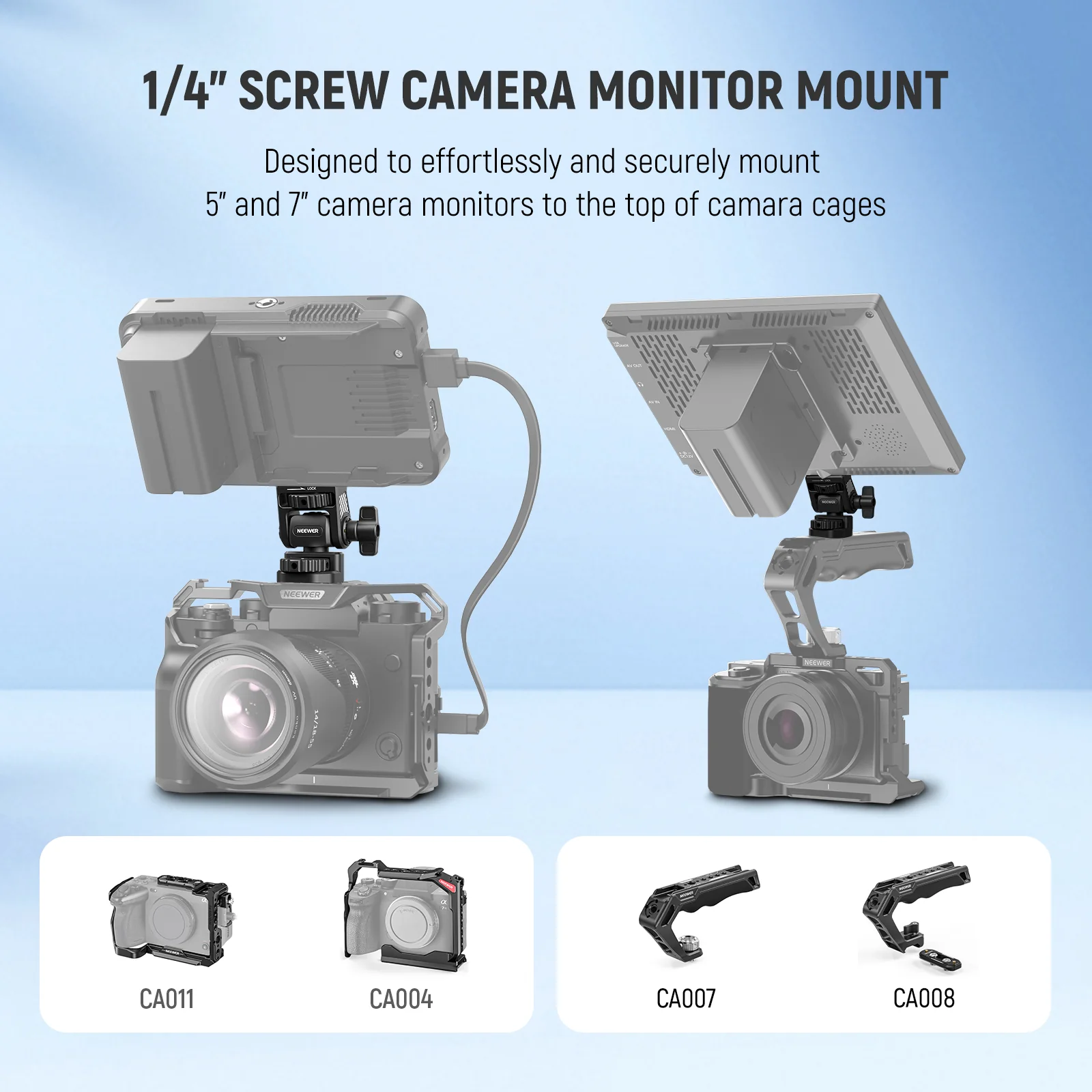 NEEWER MA021 Camera Monitor Mount for 5"/7" Monitors - Image 7