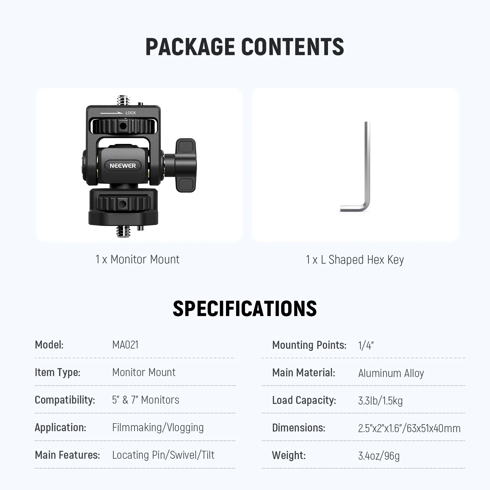 NEEWER MA021 Camera Monitor Mount for 5"/7" Monitors - Image 9