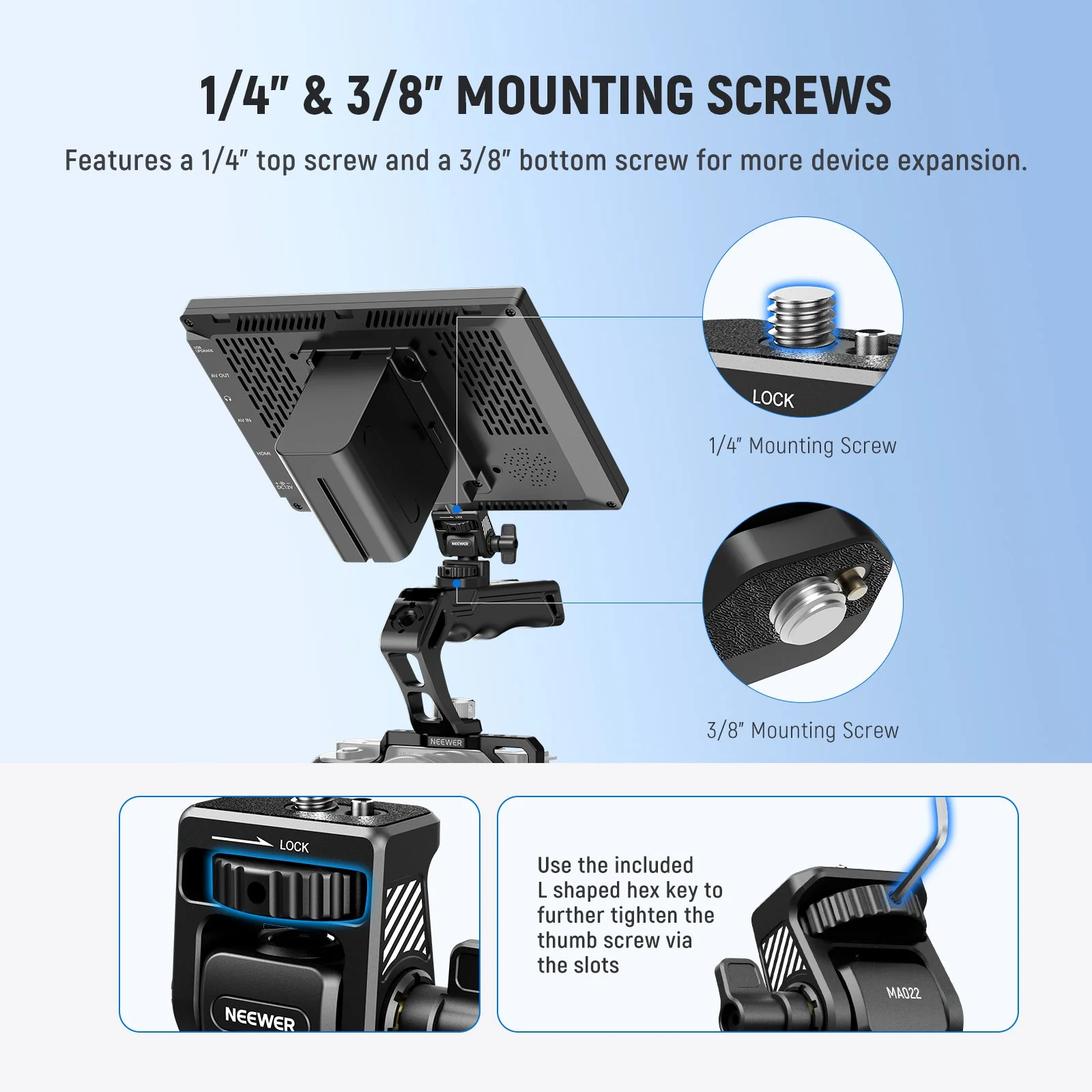 NEEWER MA022 Camera Field Monitor Mount Holder Bracket - Image 3